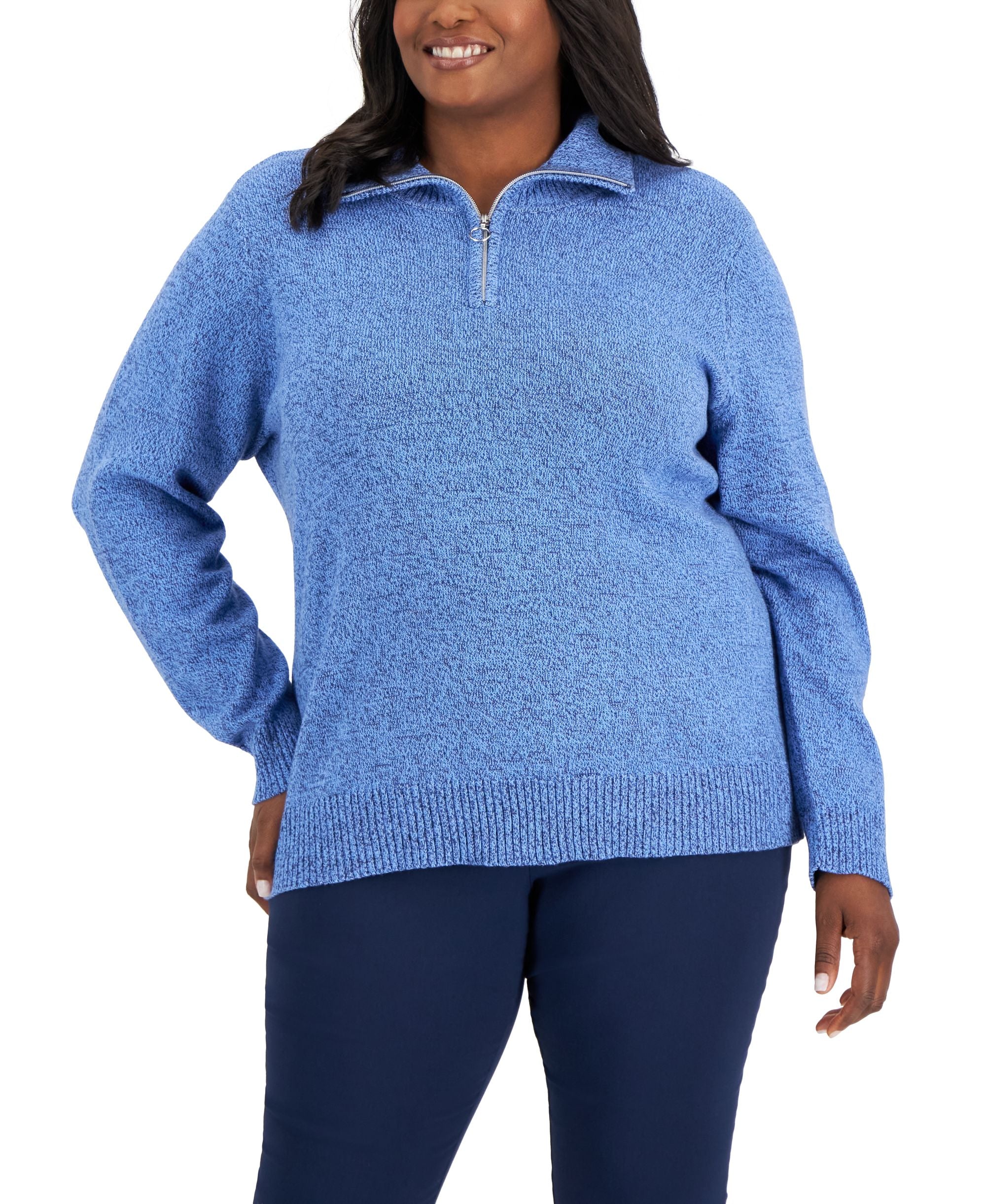 Karen Scott Plus Size Cotton Marled Sweater