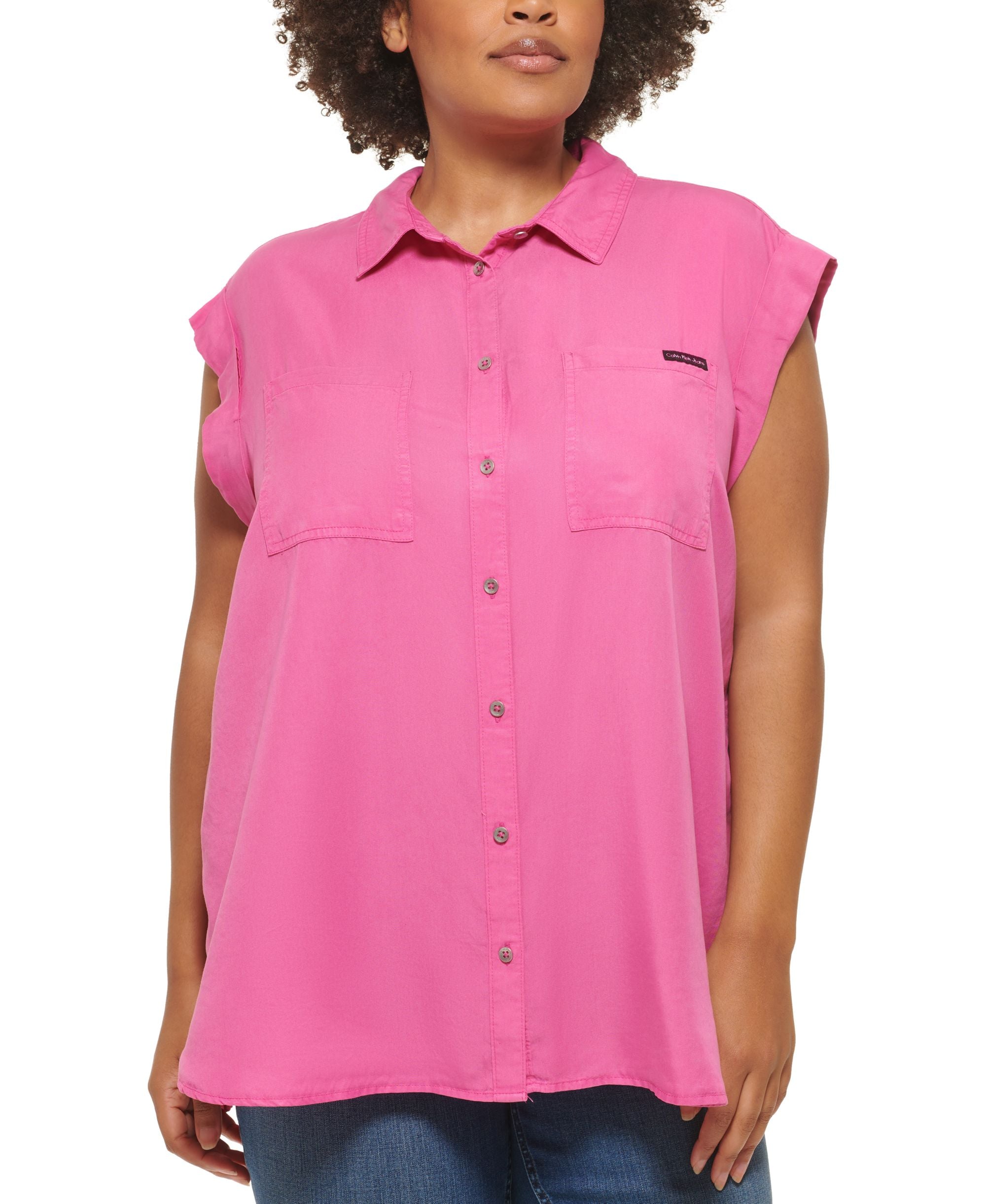 Calvin Klein Jeans Trendy Plus Size Cuffed Sleeve Top