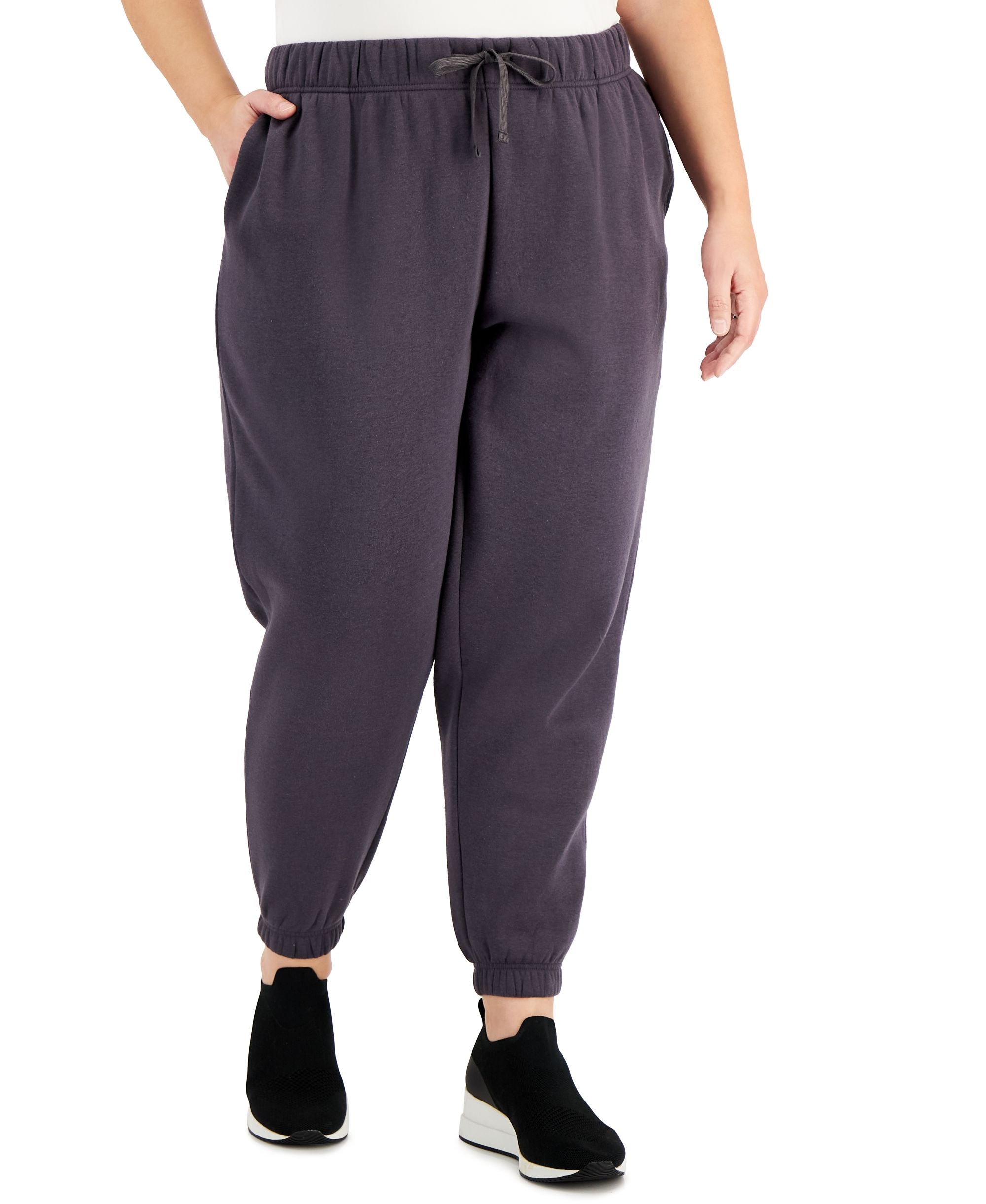 ID Ideology Plus Size Solid Fleece Jogger Pants