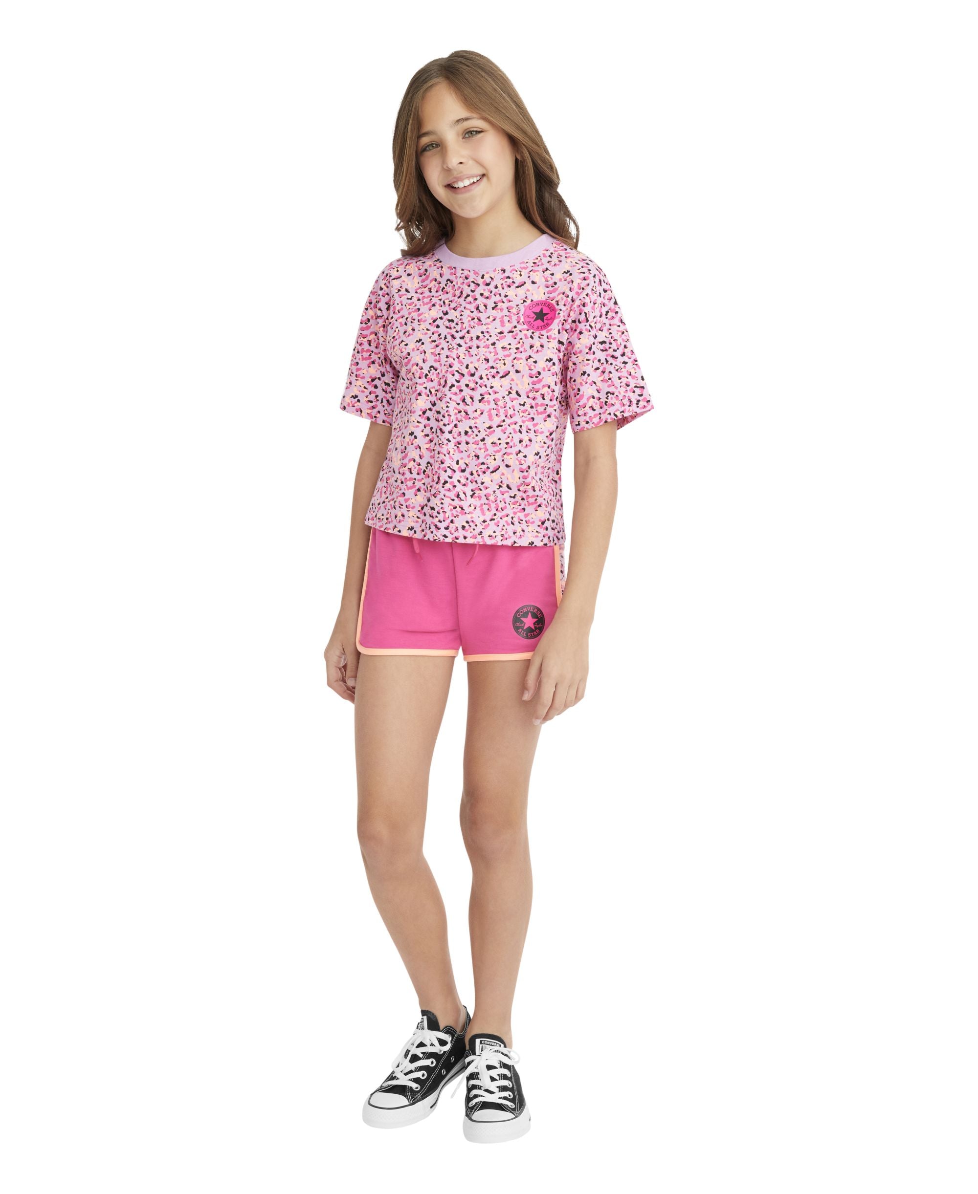 Converse Converse X Clements Twins Big Girls Leopard Boxy T-Shirt