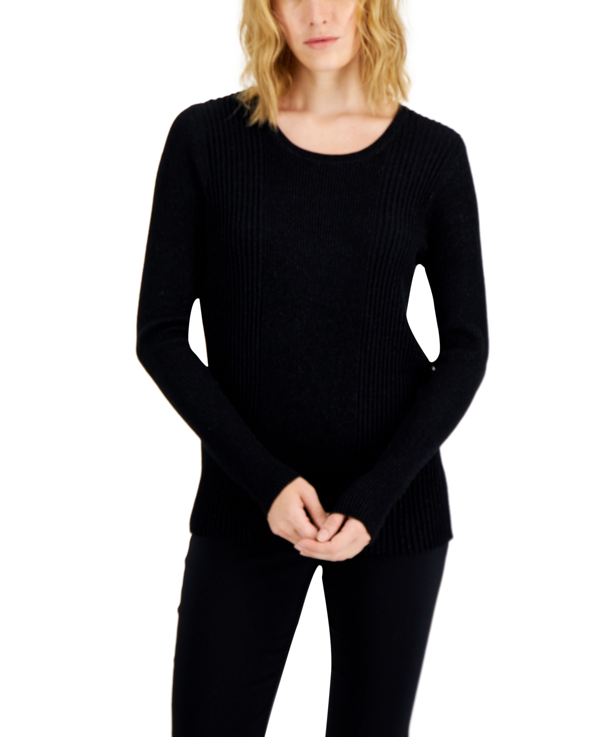 Alfani Womens Metallic Ribbed Sweater