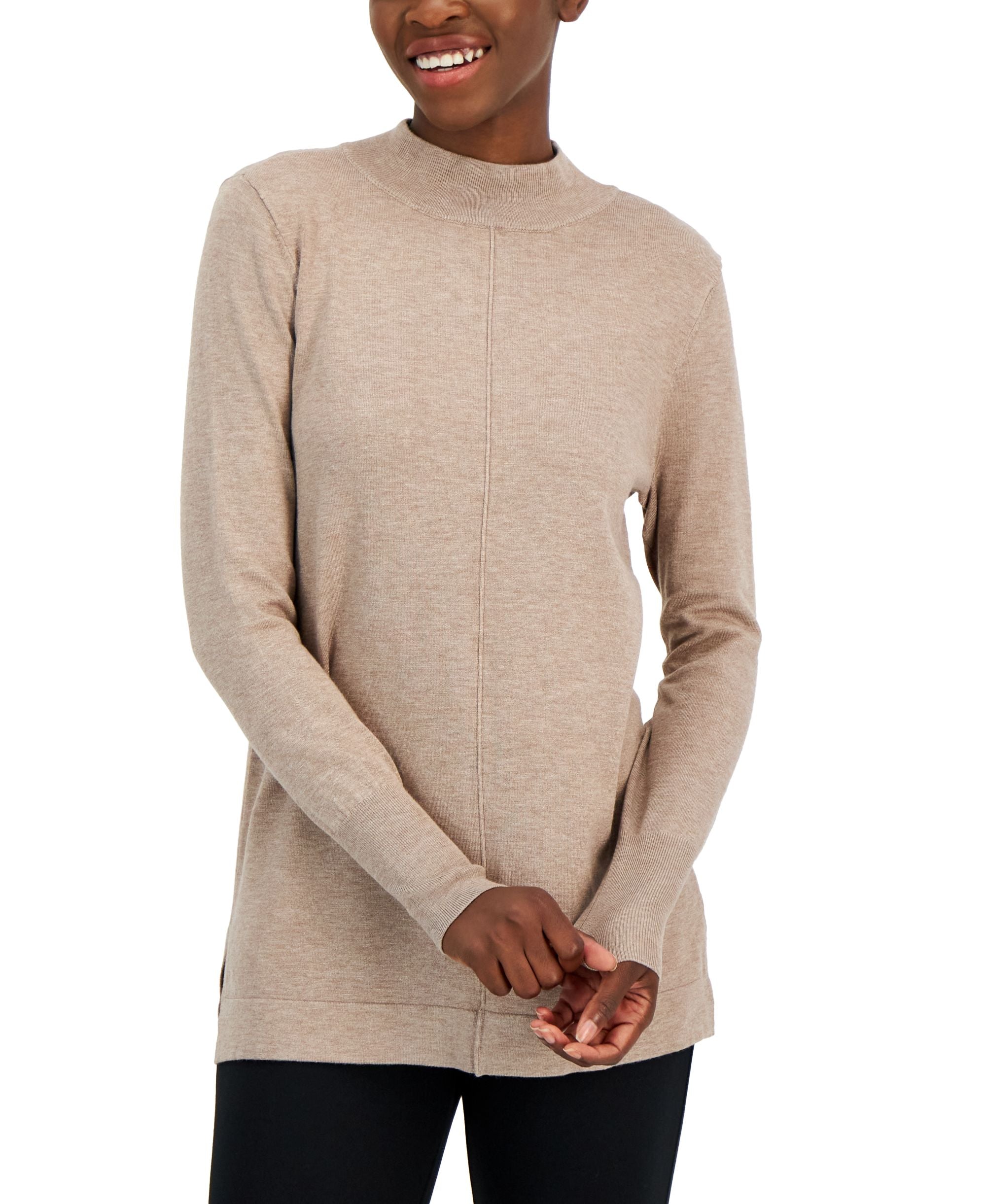 Alfani Womens Seam Front Mock Neck Sweater