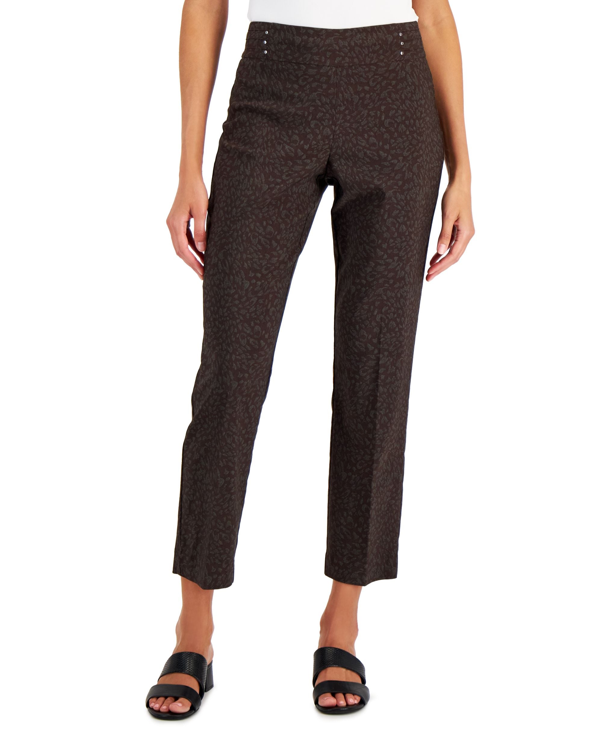 JM Collection Womens Printed Cropped Pull On Pants