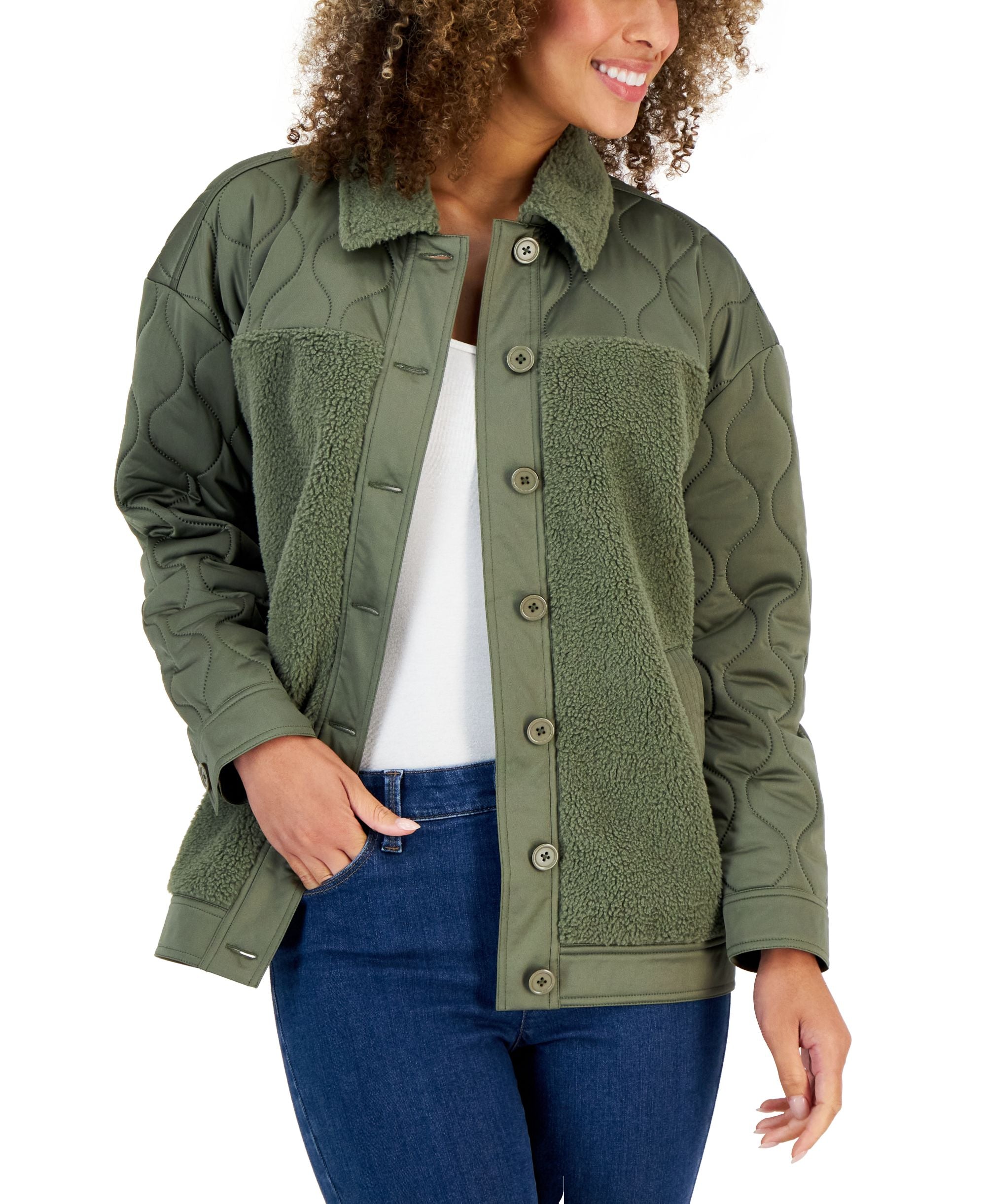 Style & Co Womens Quilted Fleece Jacket