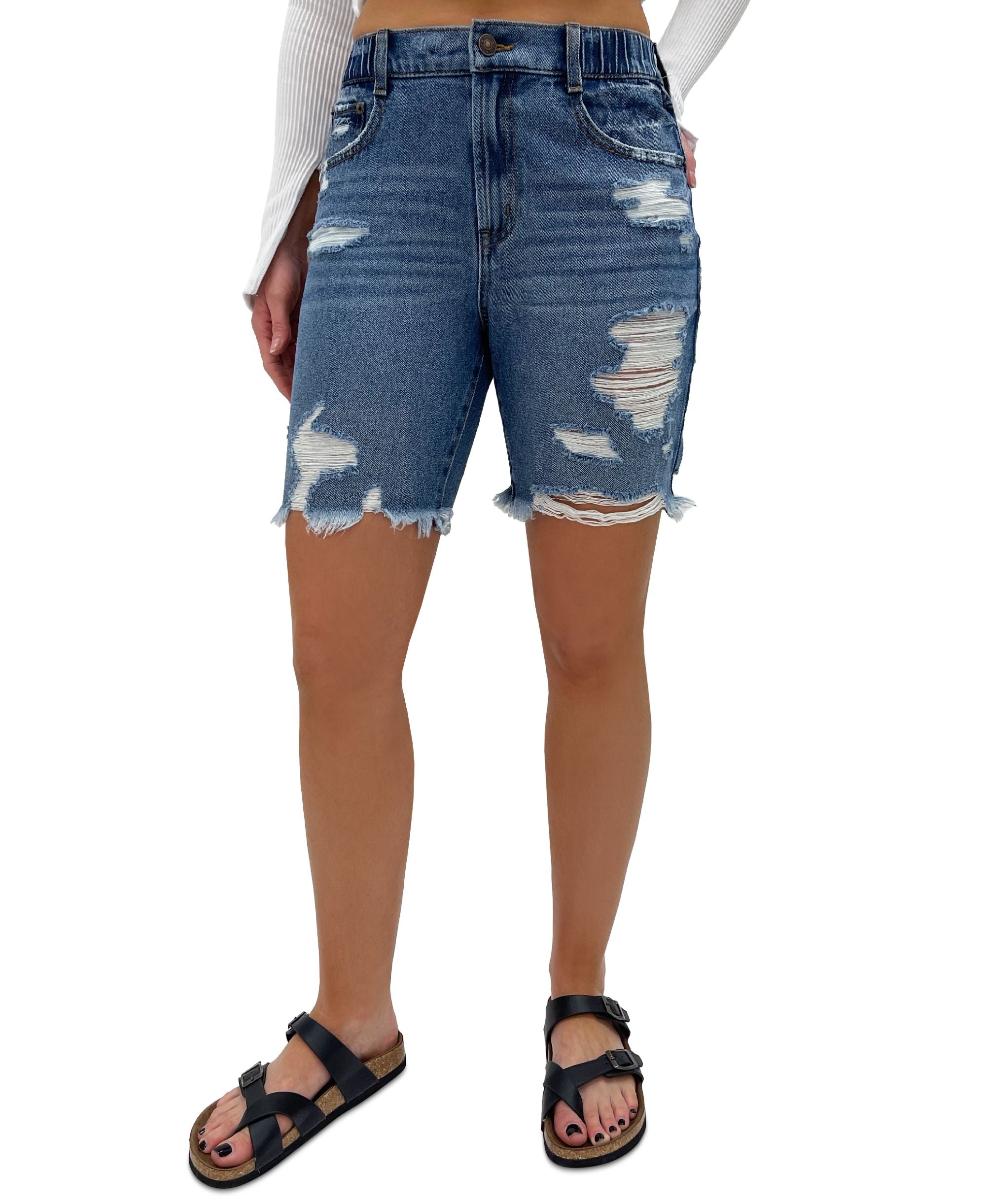 Rewash Juniors' 90s Slouch Bermuda Jean Shorts