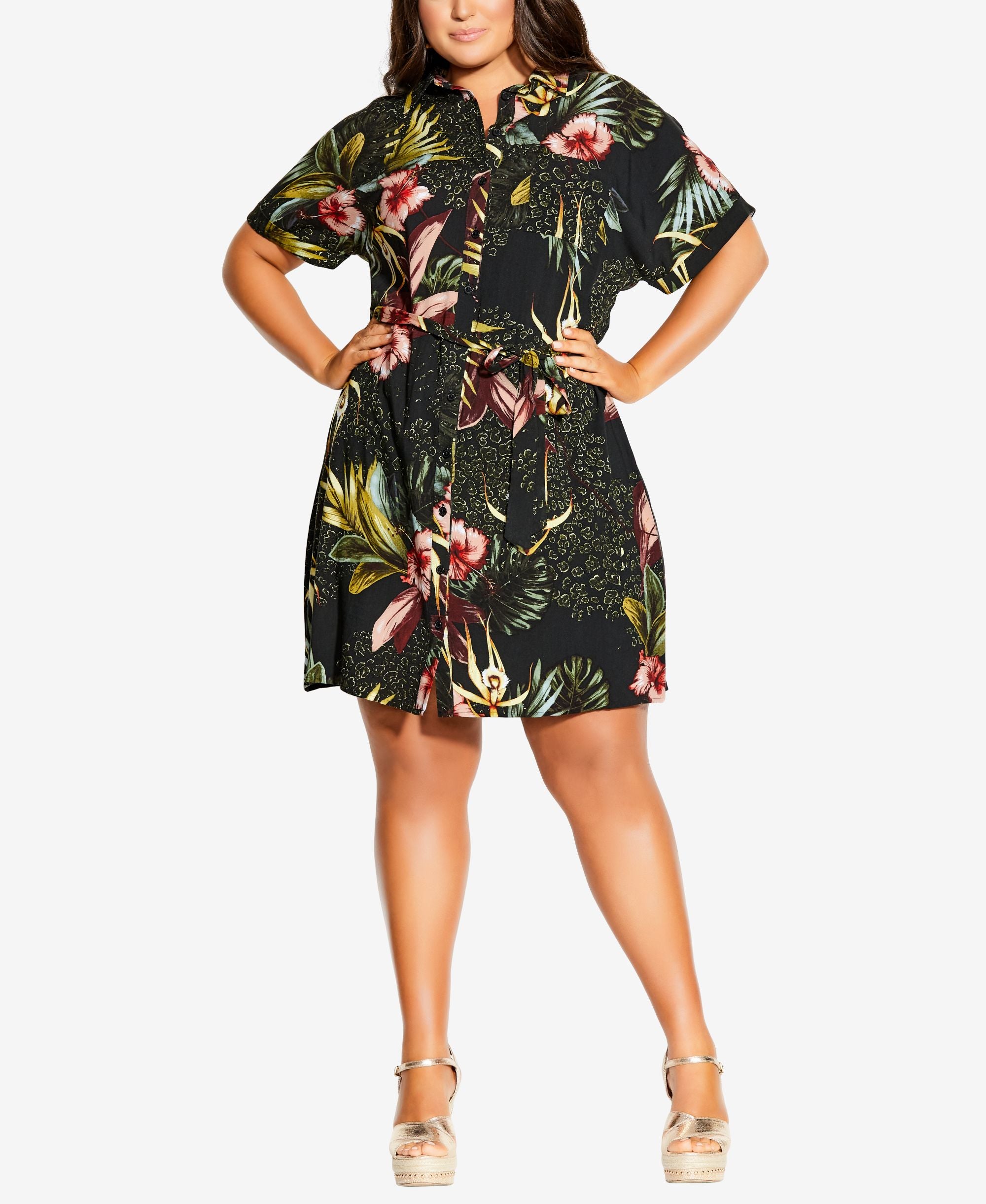 City Chic Trendy Plus Size Phuket Shirt Mini Dress