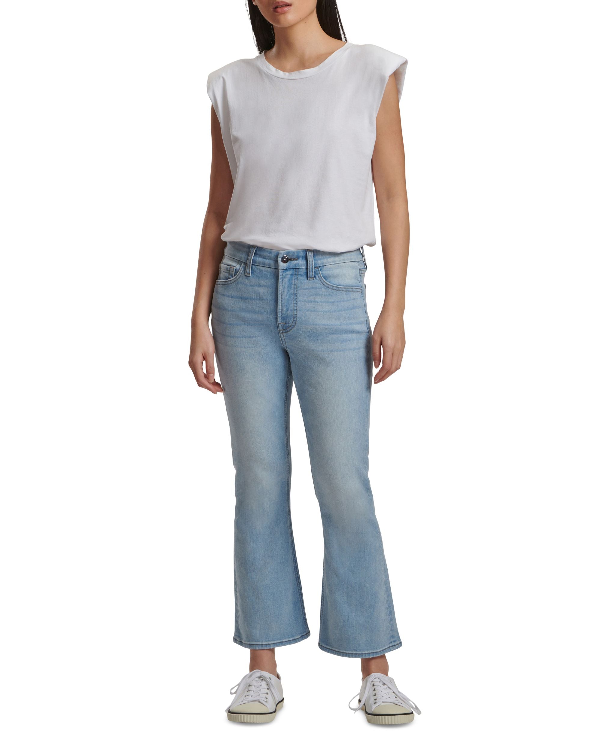 Jen7 Womens Cropped Kick Flare Jeans In Kirra Wash