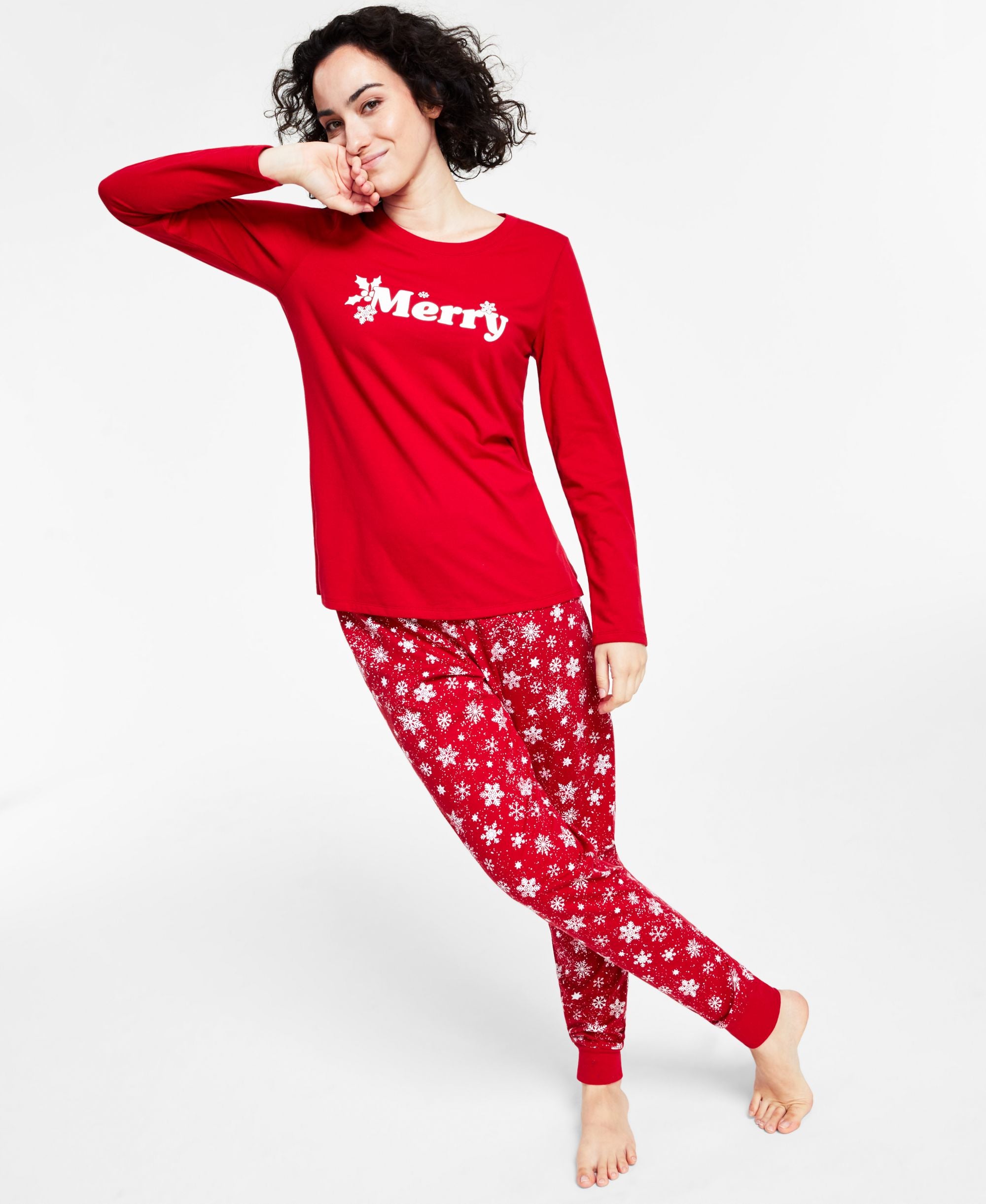 Matching Womens Merry Snowflake Mix It Family Pajama Set