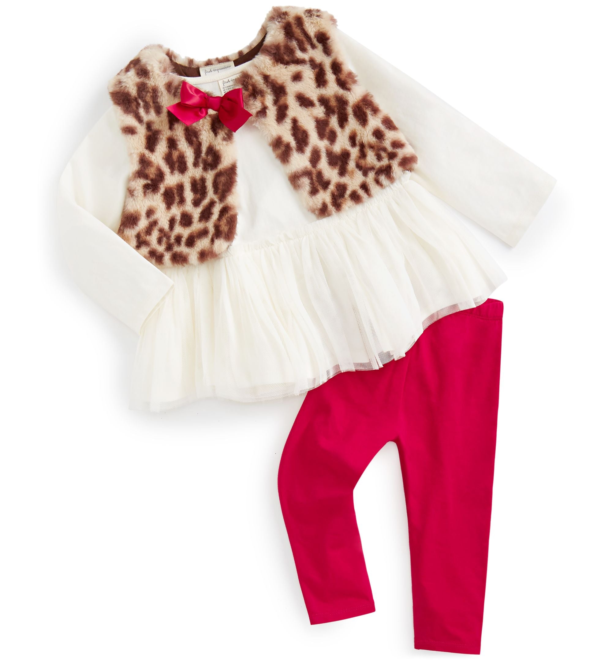 First Impressions Baby Girls 3 Pc. Leopard Vest Top Legging Set