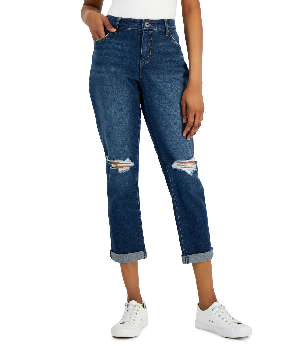 Style & Co Distressed Girlfriend Jeans