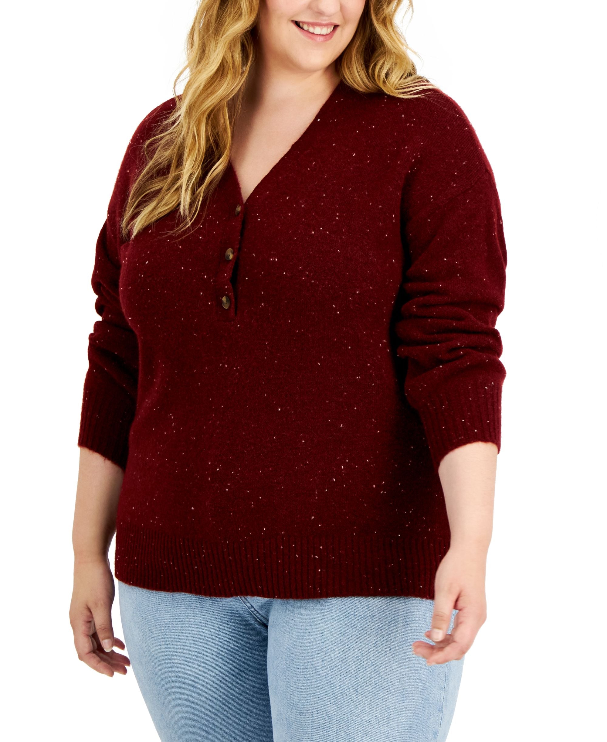 Style & Co Plus Size Henley Sweater