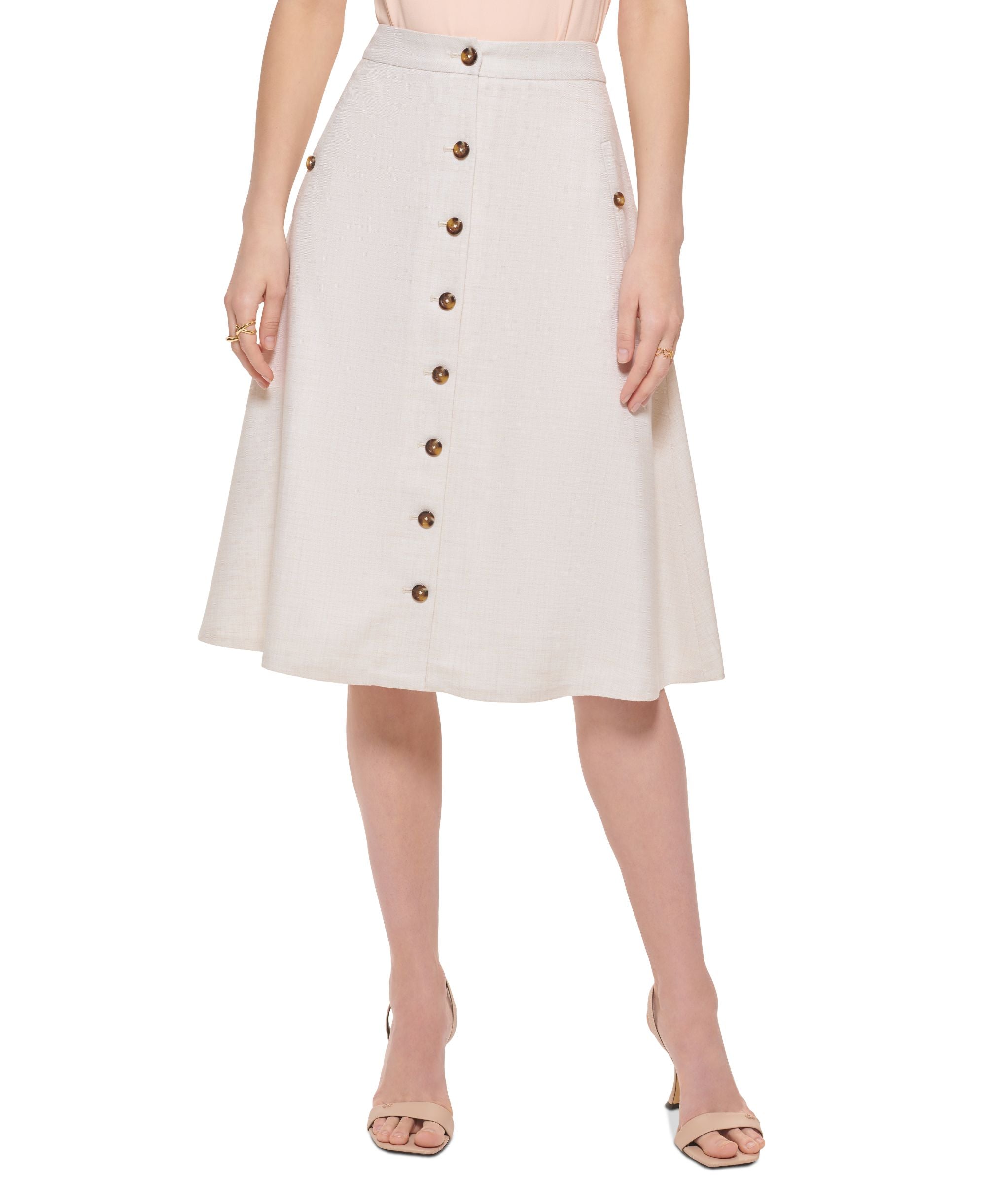 Calvin Klein Petite Button Detail A Line Skirt