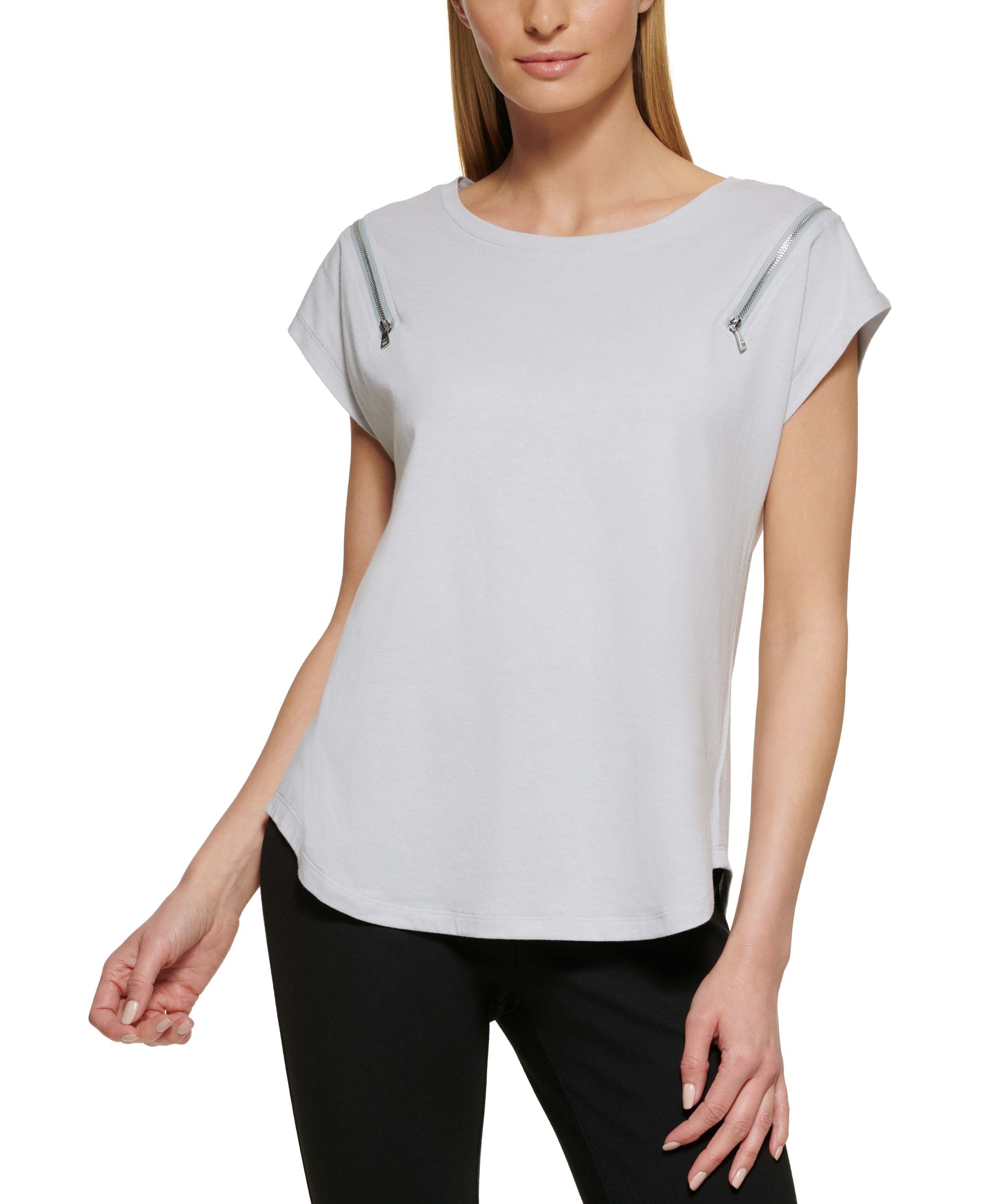 DKNY Zip Shoulder T-Shirt