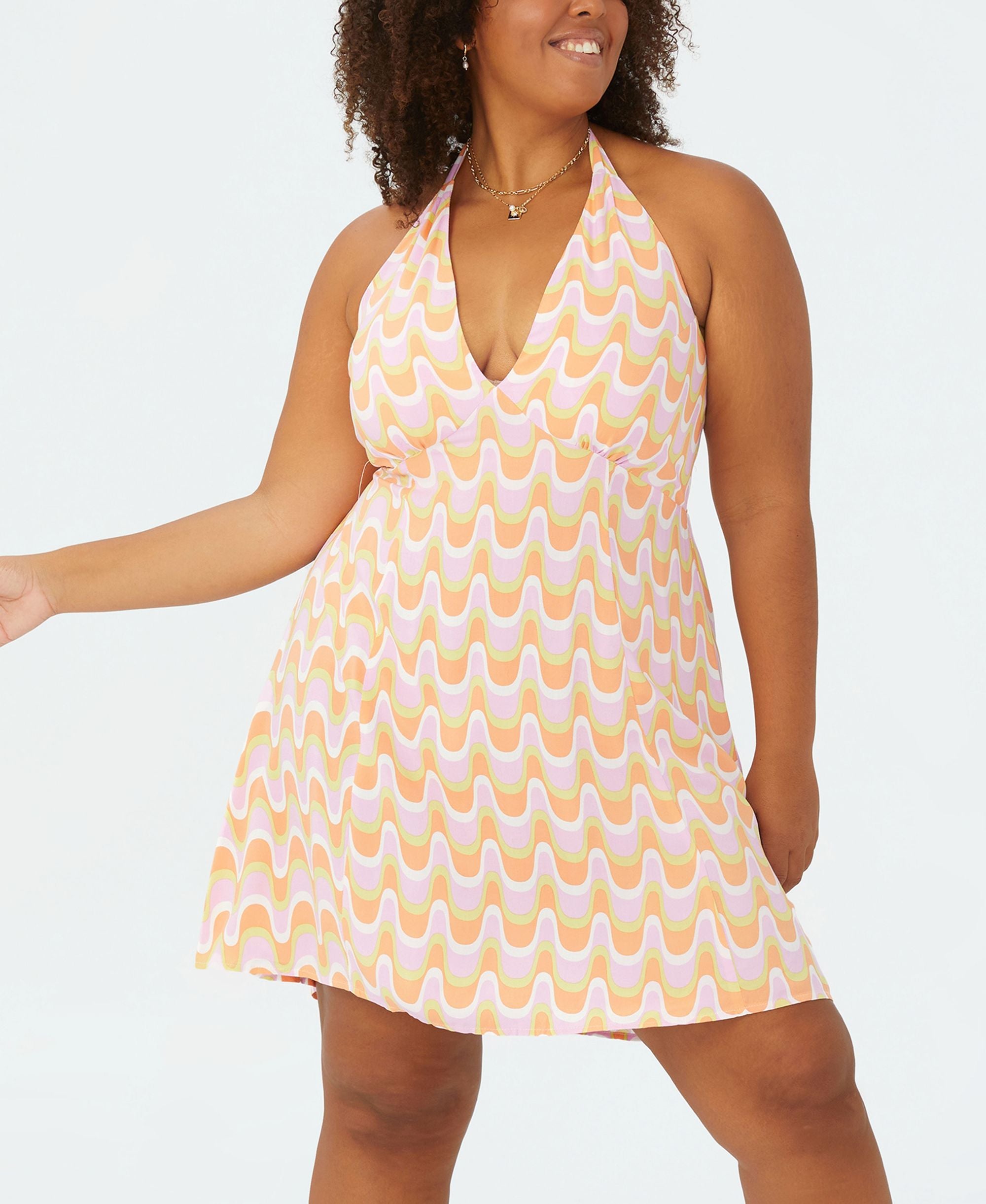Plus Size Trendy Kelsey Halter Mini Dress