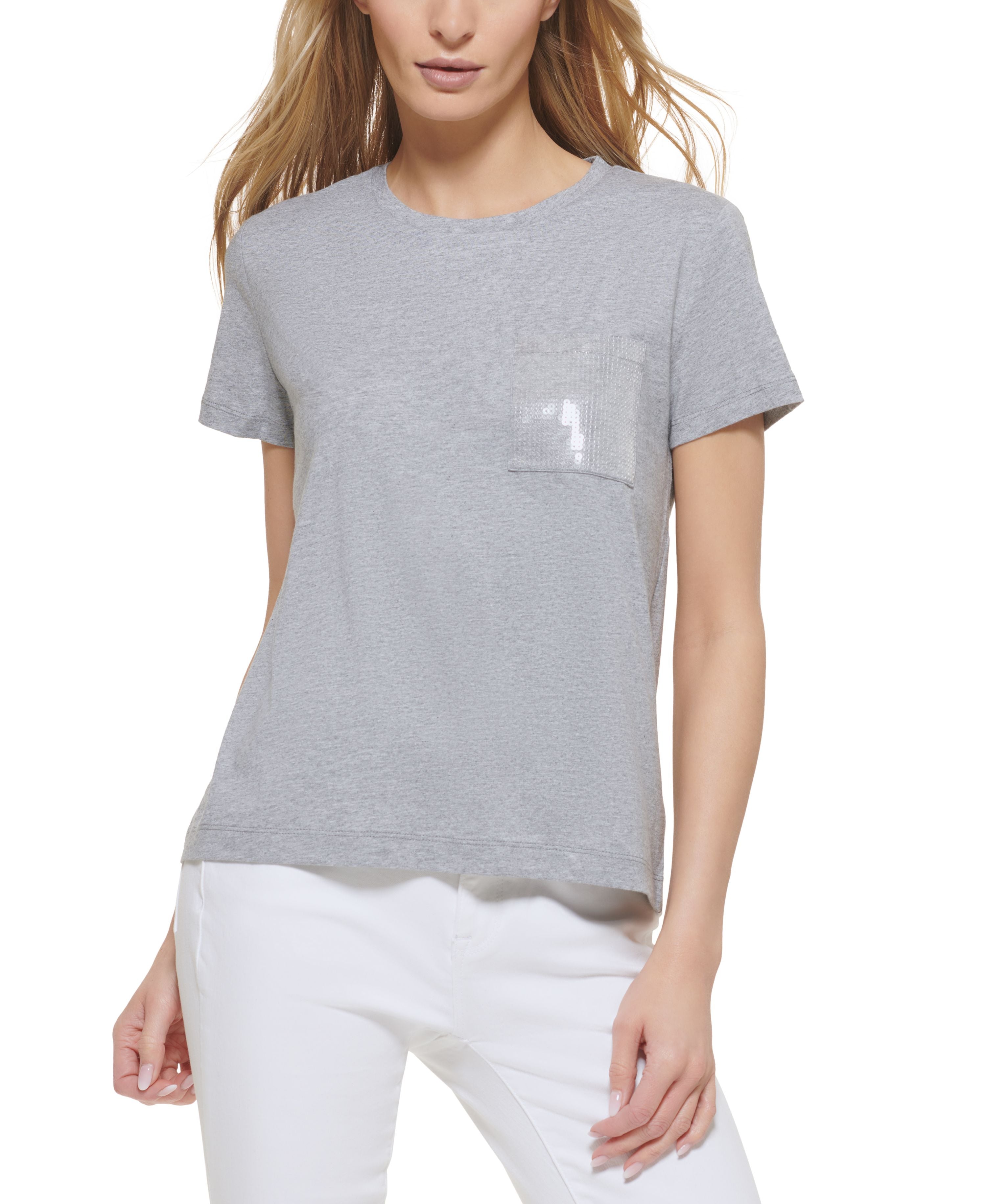 Short Sleeve Sequin Pocket T-Shirt