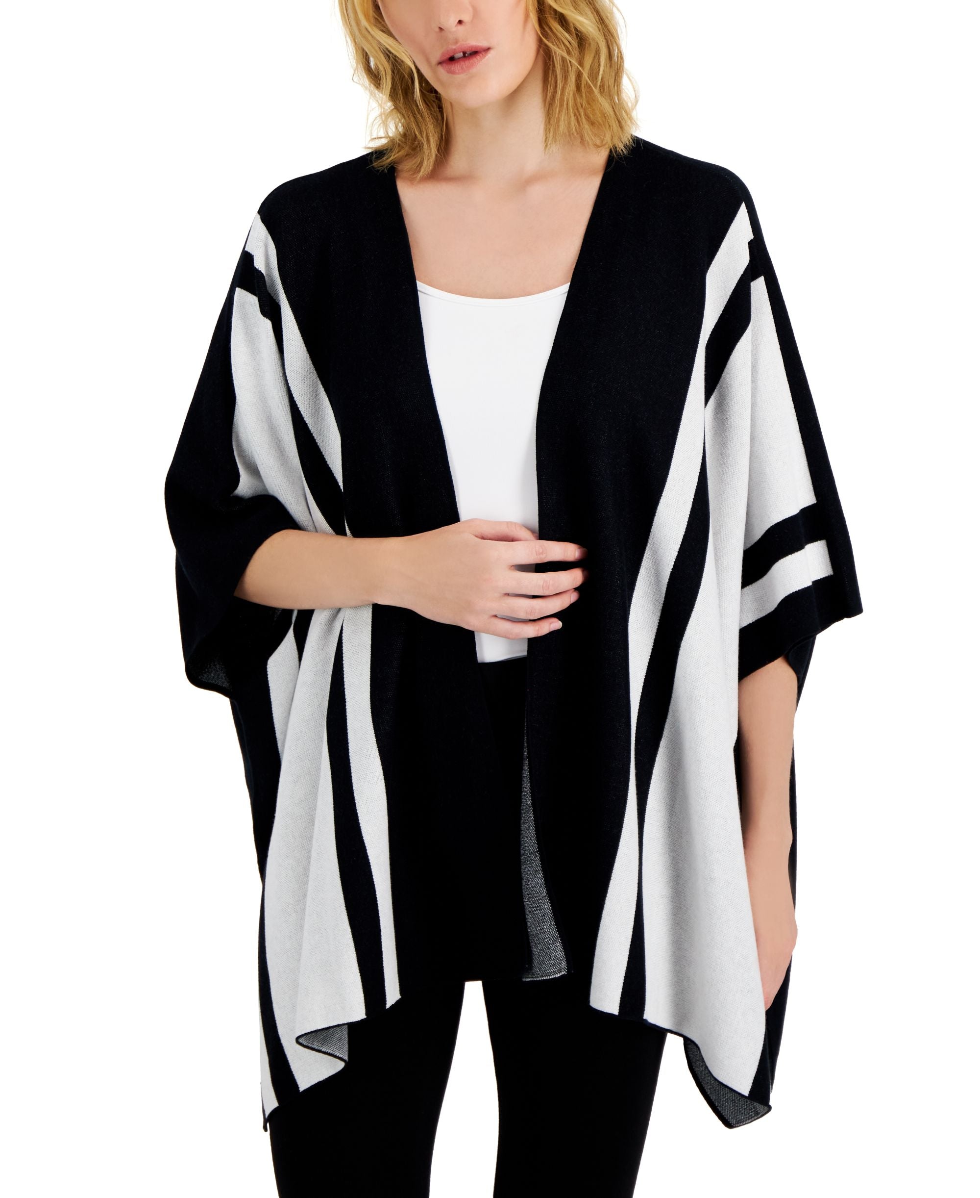 Alfani Petite Striped Cape Sweater