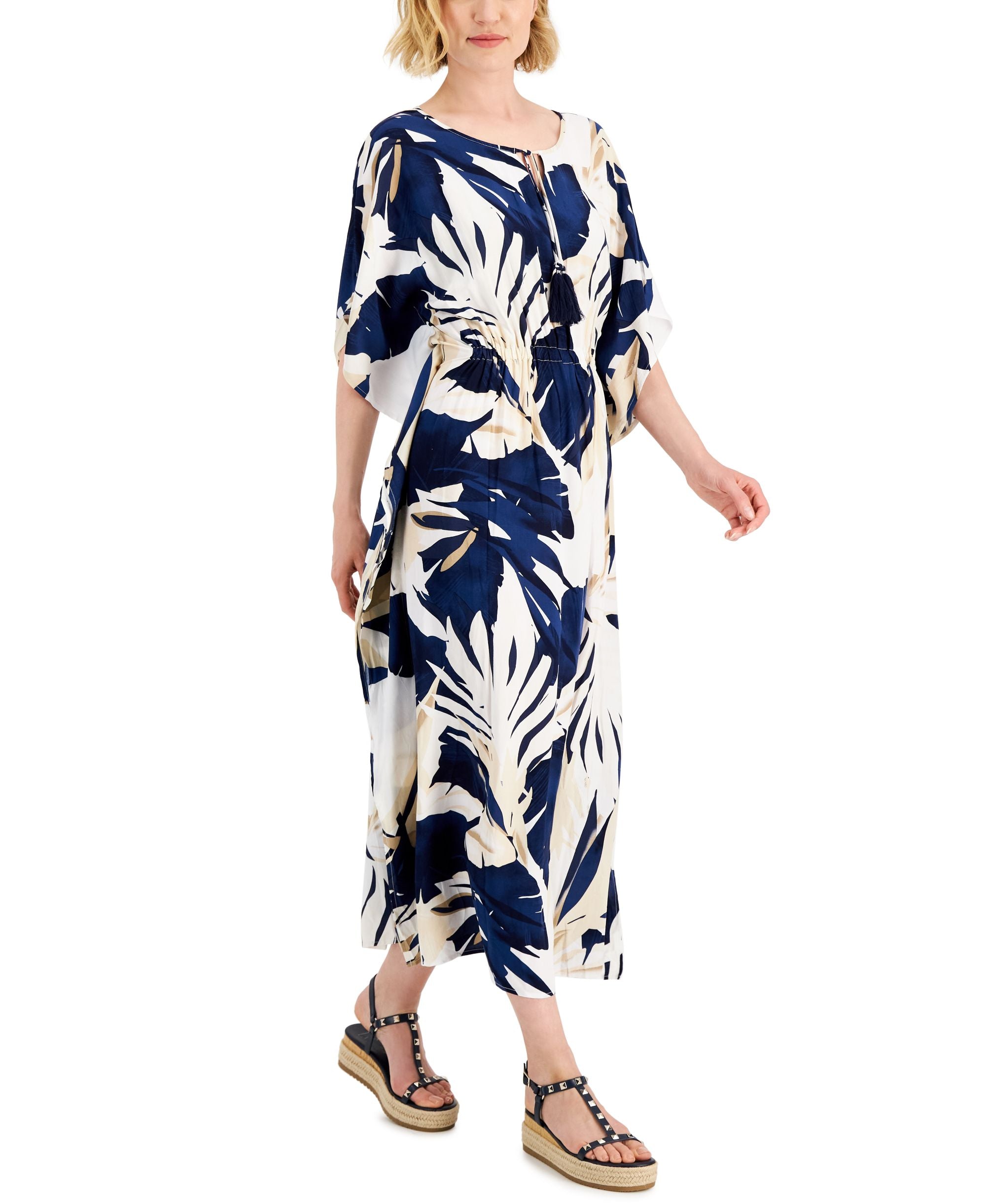 JM Collection Womens Tropical Print Maxi Dress