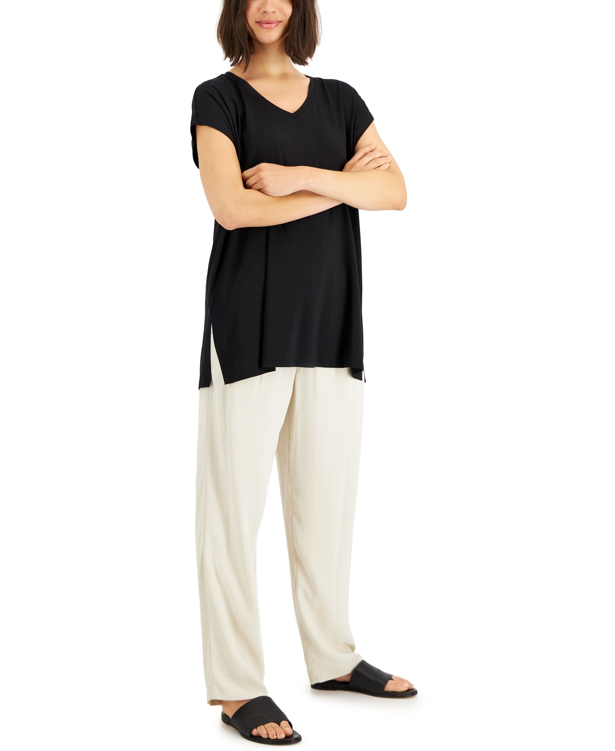 Eileen Fisher V-Neck Long Boxy Top