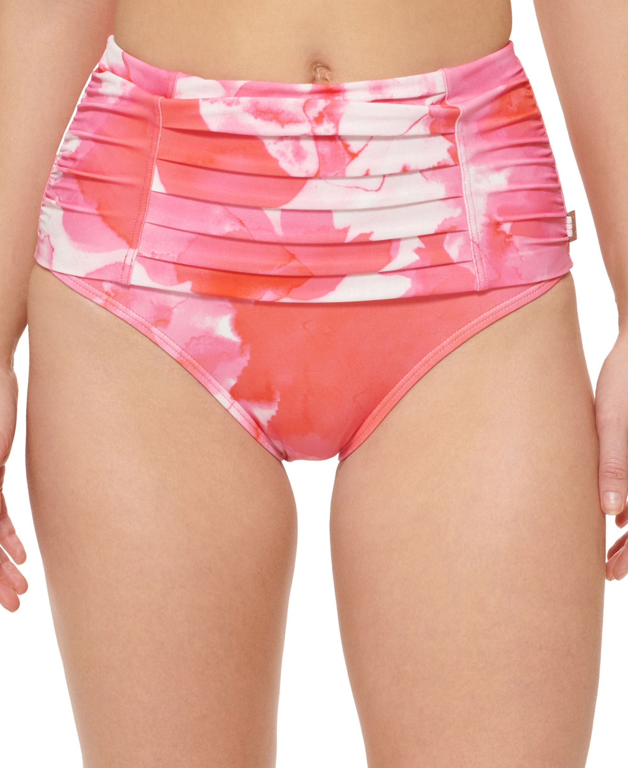 Women's Pleated High-Waist Bikini Bottoms