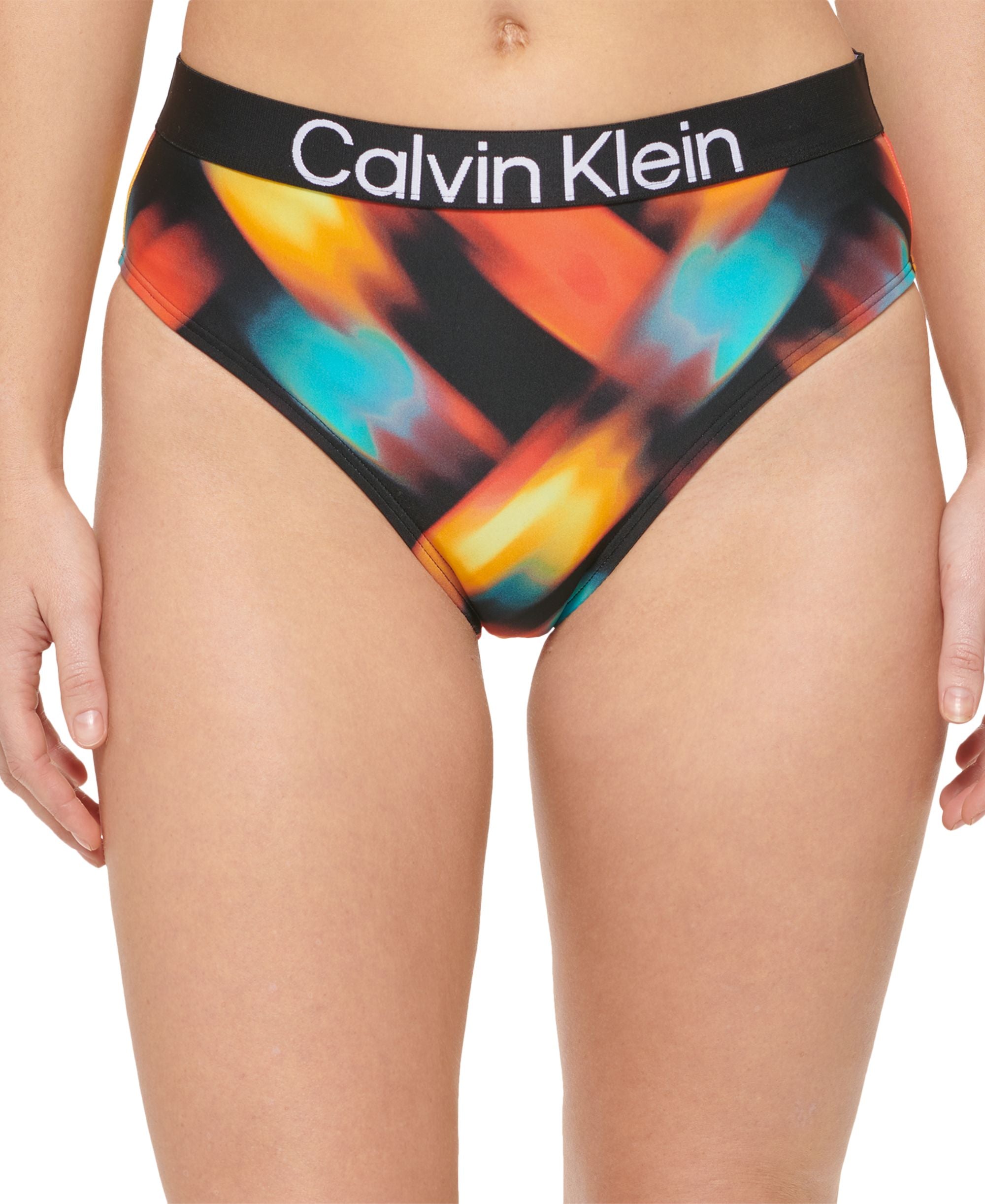 Women's Printed High-Waist Logo-Elastic Bikini Bottoms