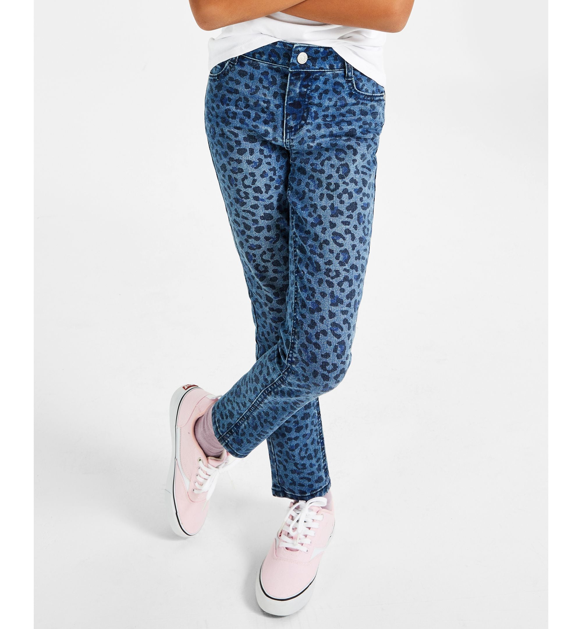 Big Girls Leopard Print Denim Skinny Jeans