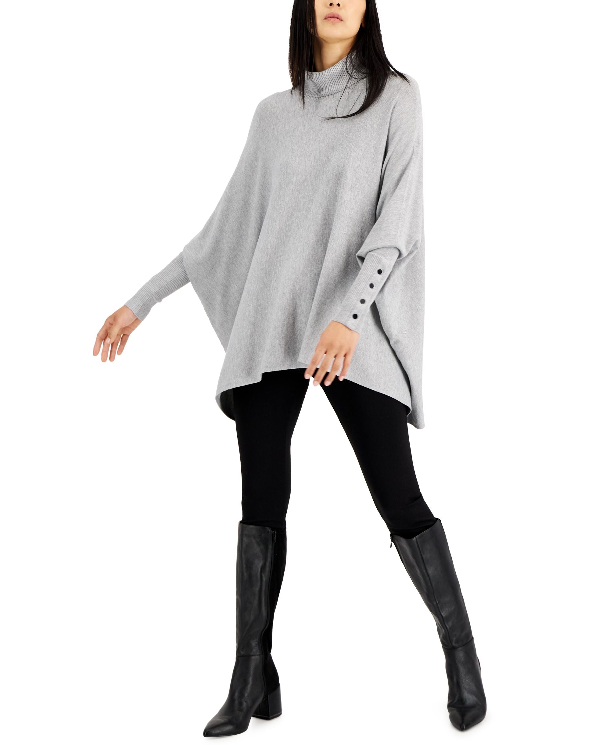 Alfani Petite Turtleneck Poncho Sweater