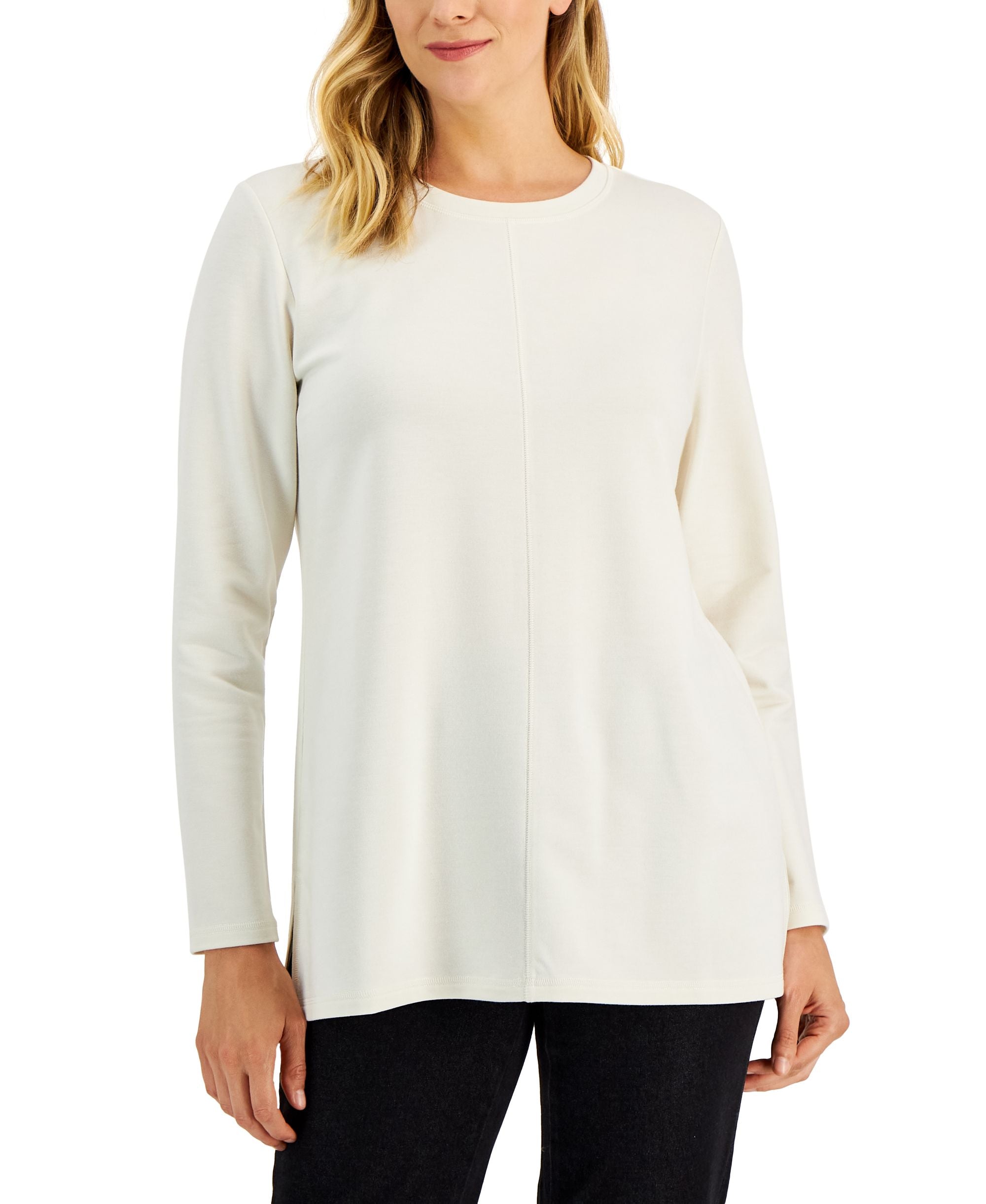 Karen Scott Womens Seam Front French Terry Tunic