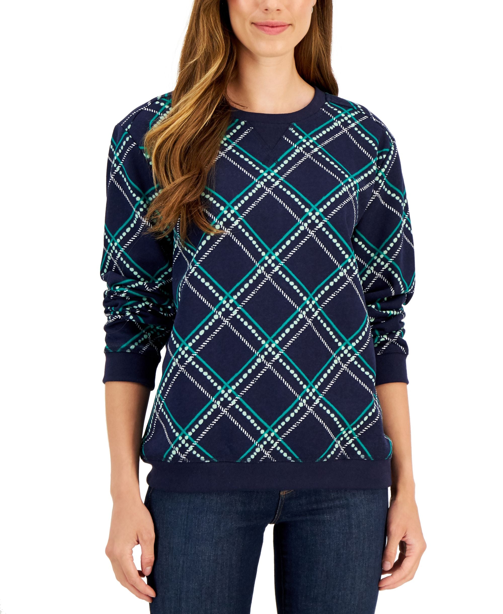Karen Scott Womens Ribbed Edge Sweatshirt