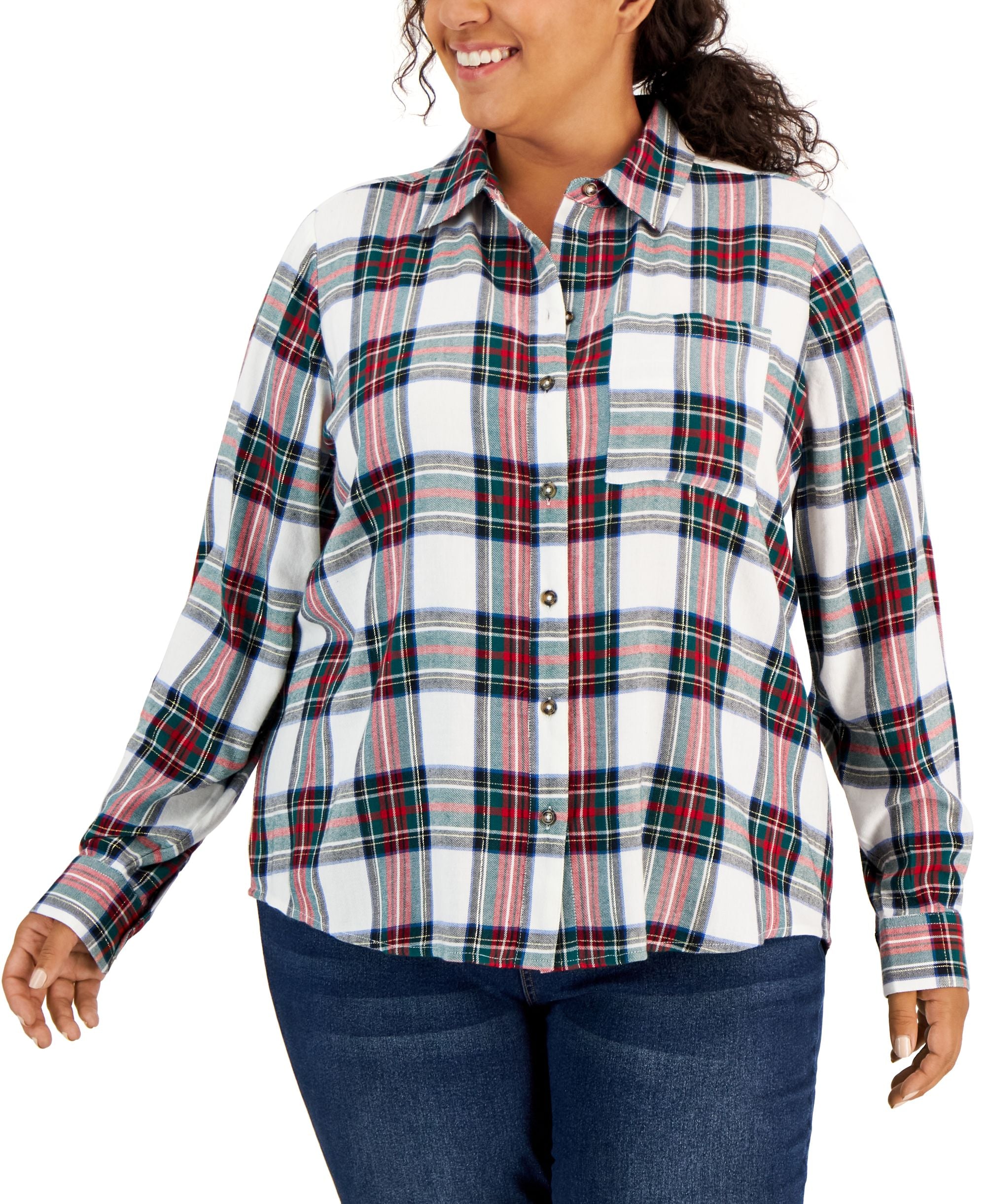 Style & Co Plus Size Plaid Perfect Shirt