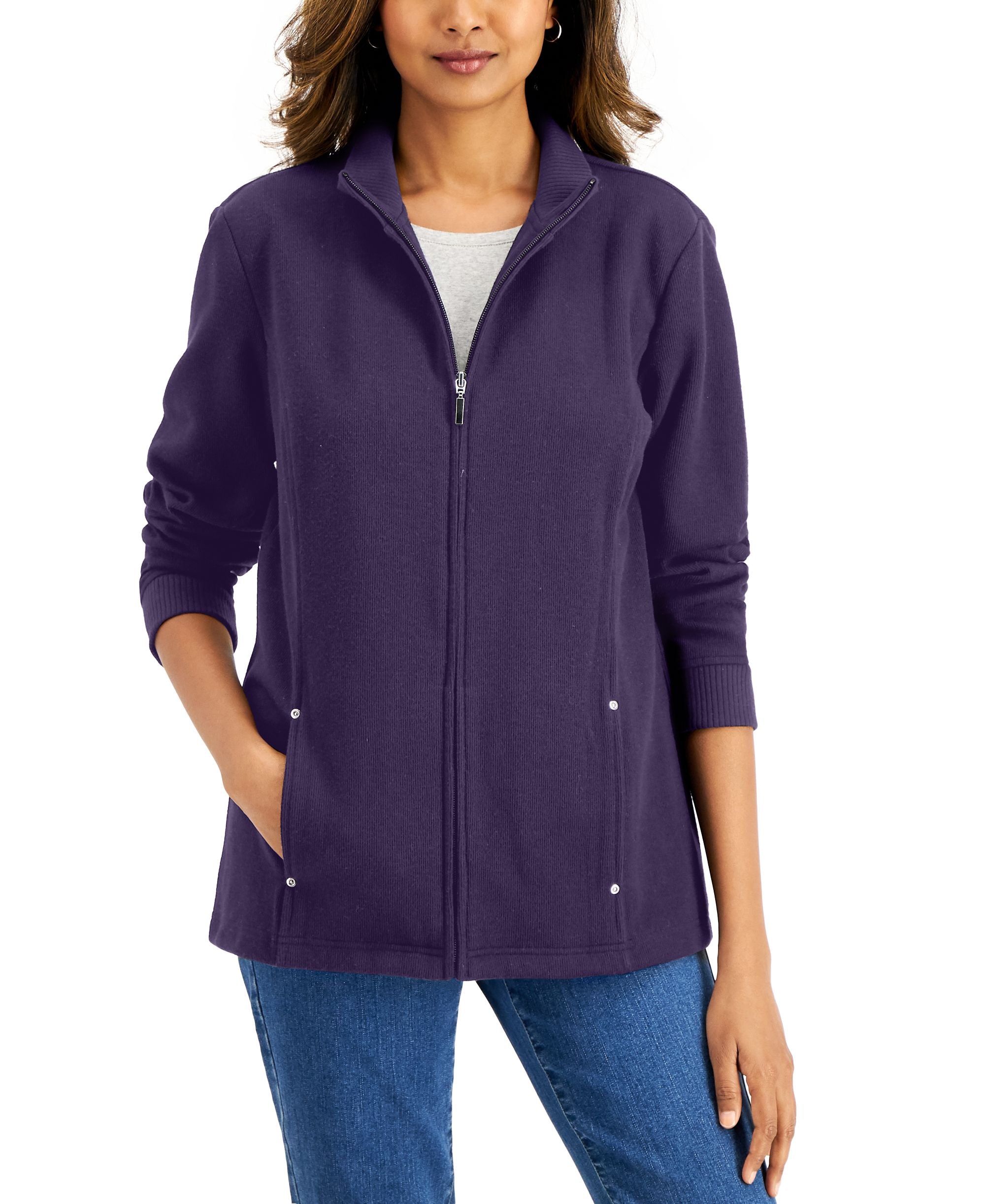 Karen Scott Mock Neck Jacket