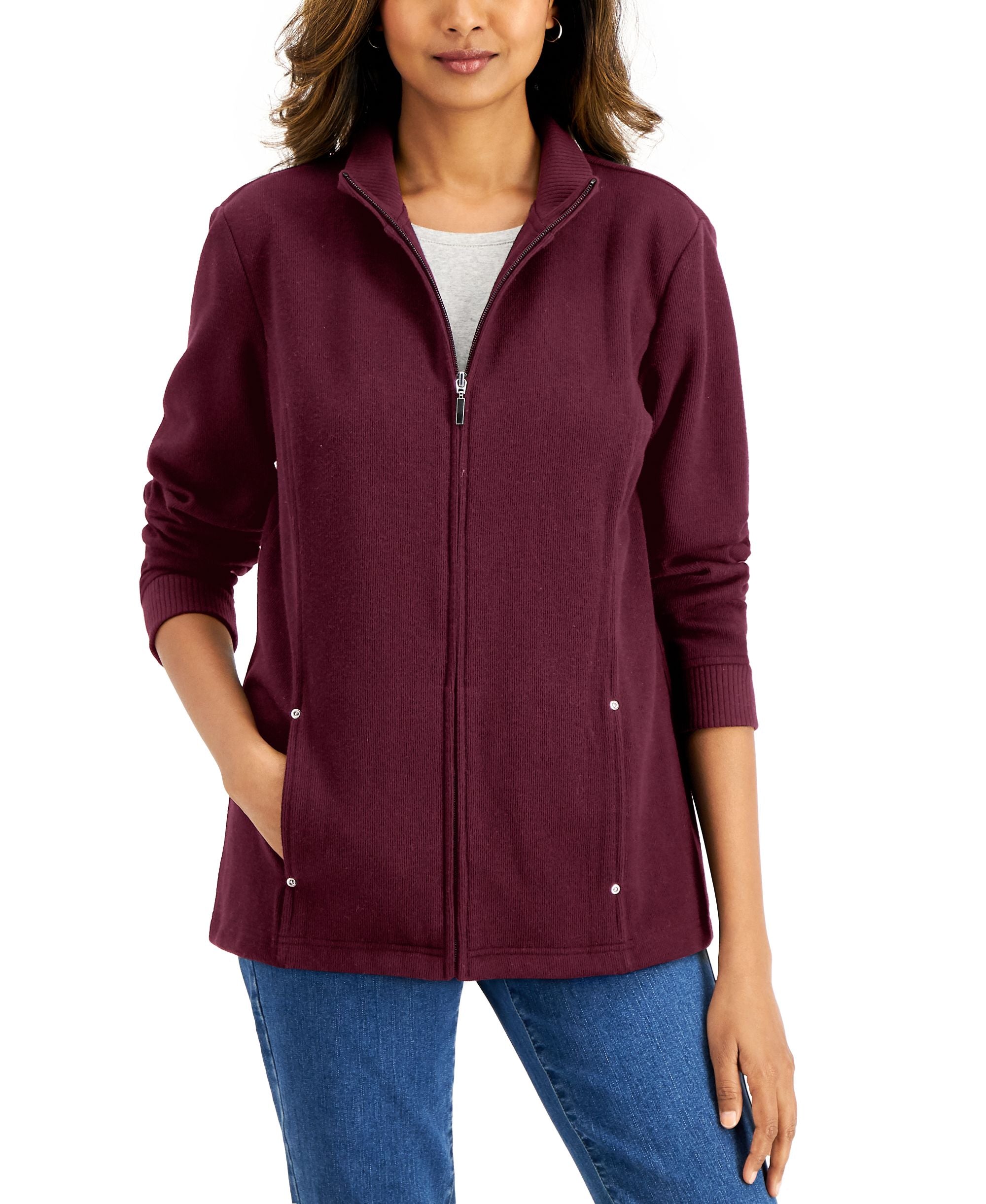 Karen Scott Mock Neck Jacket