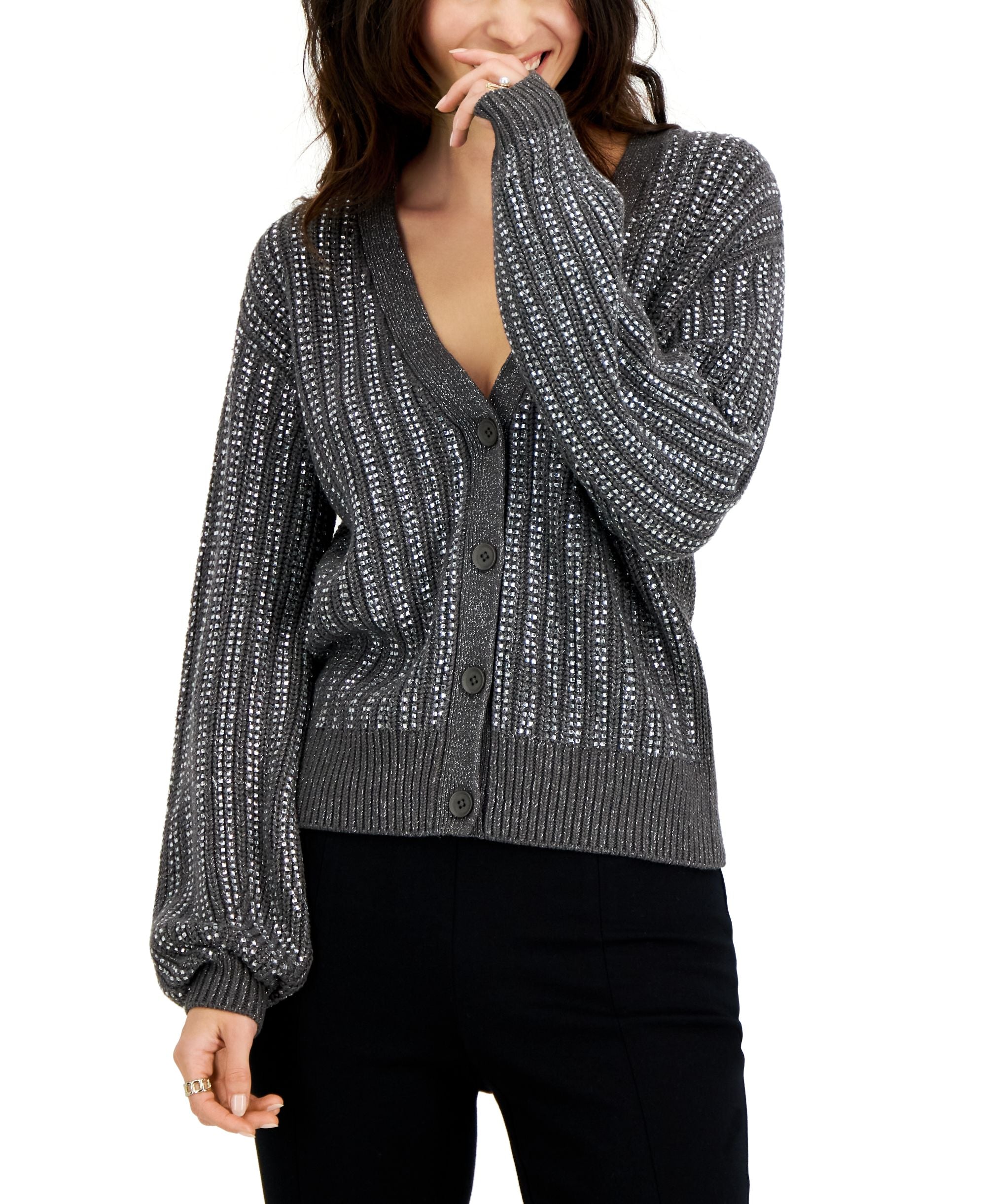 INC International Concepts Womens Rhinestone Cardigan