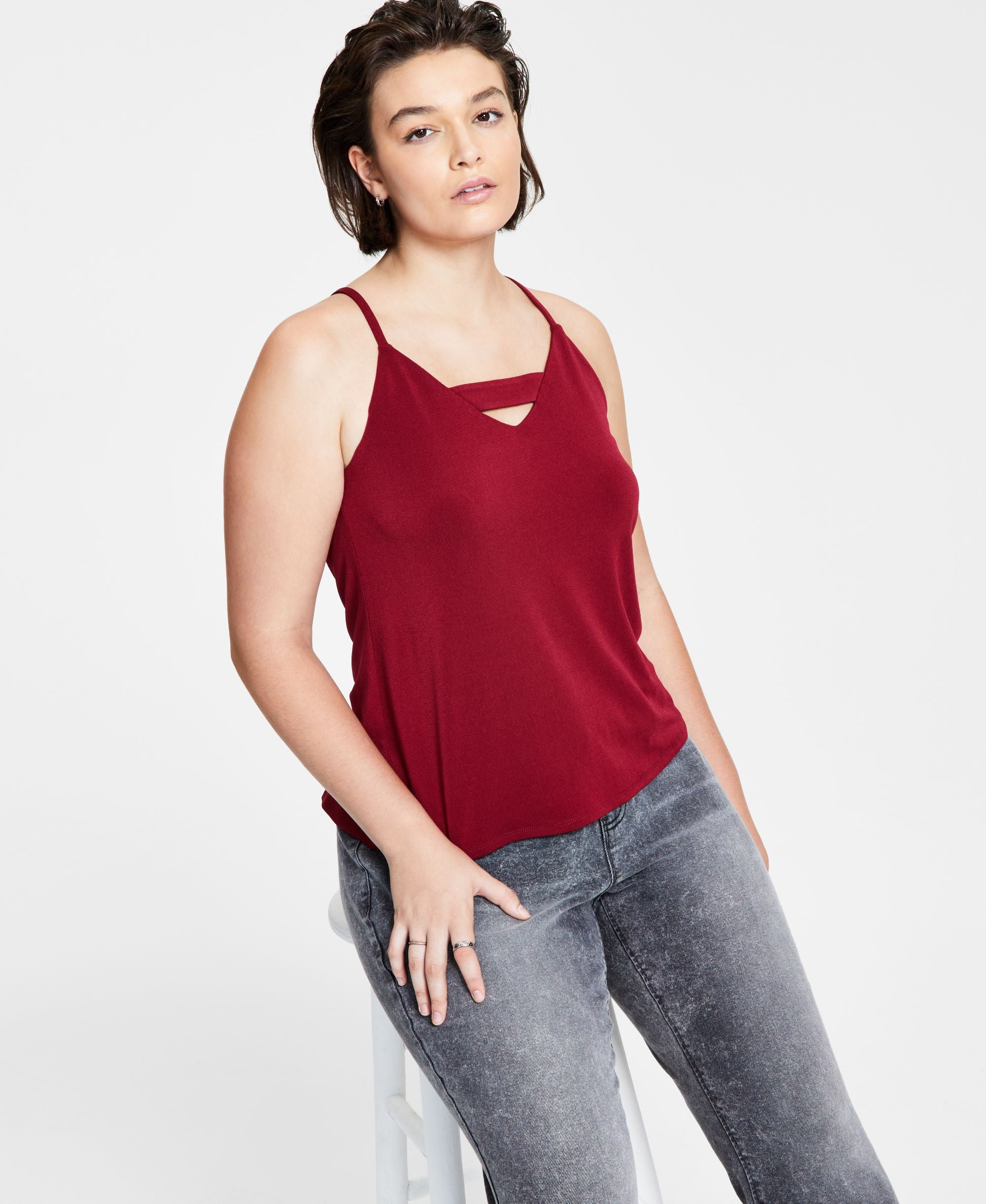 Bar III Zip Back Halter Top