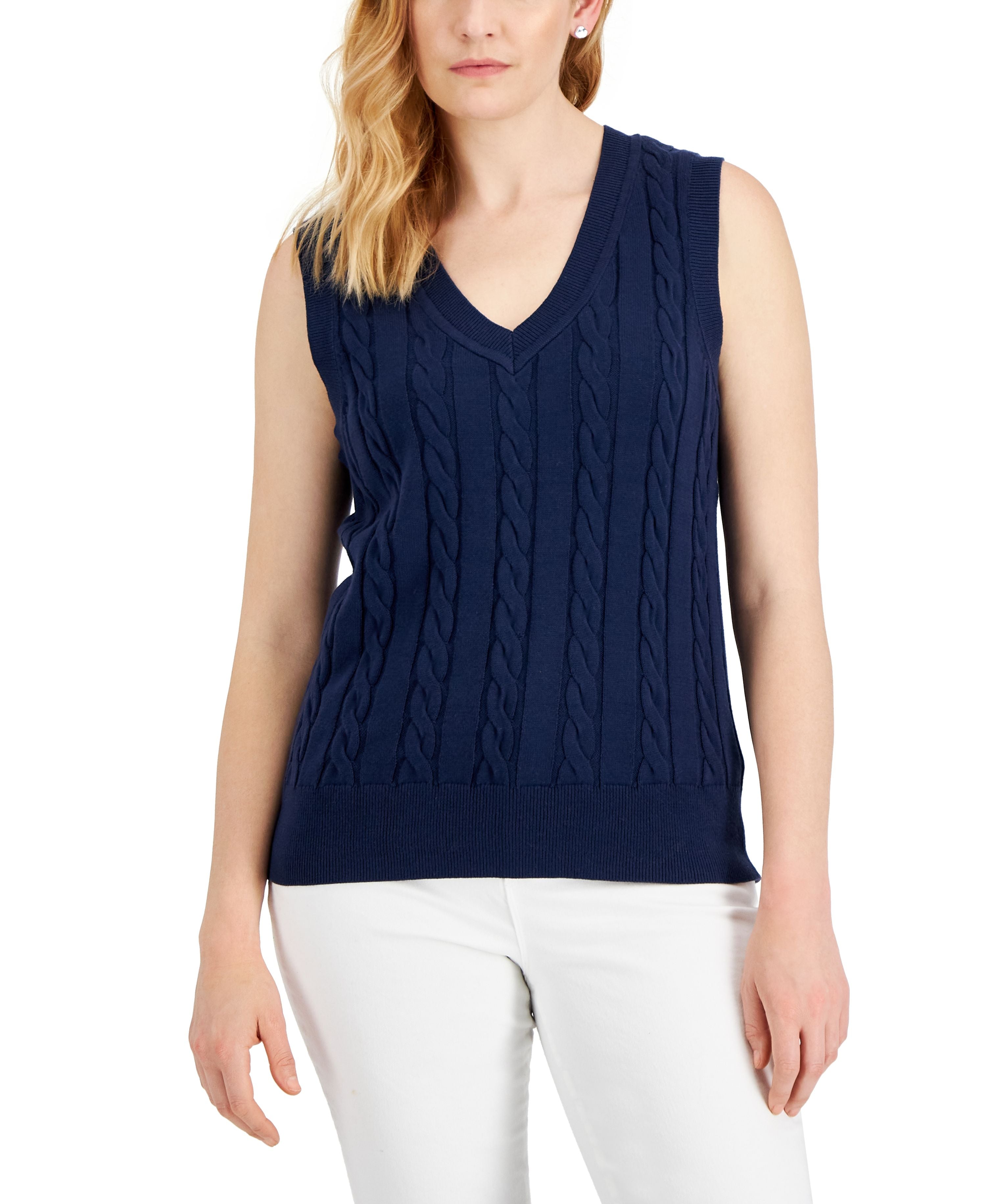 Women's Cotton Cable-Knit Vest