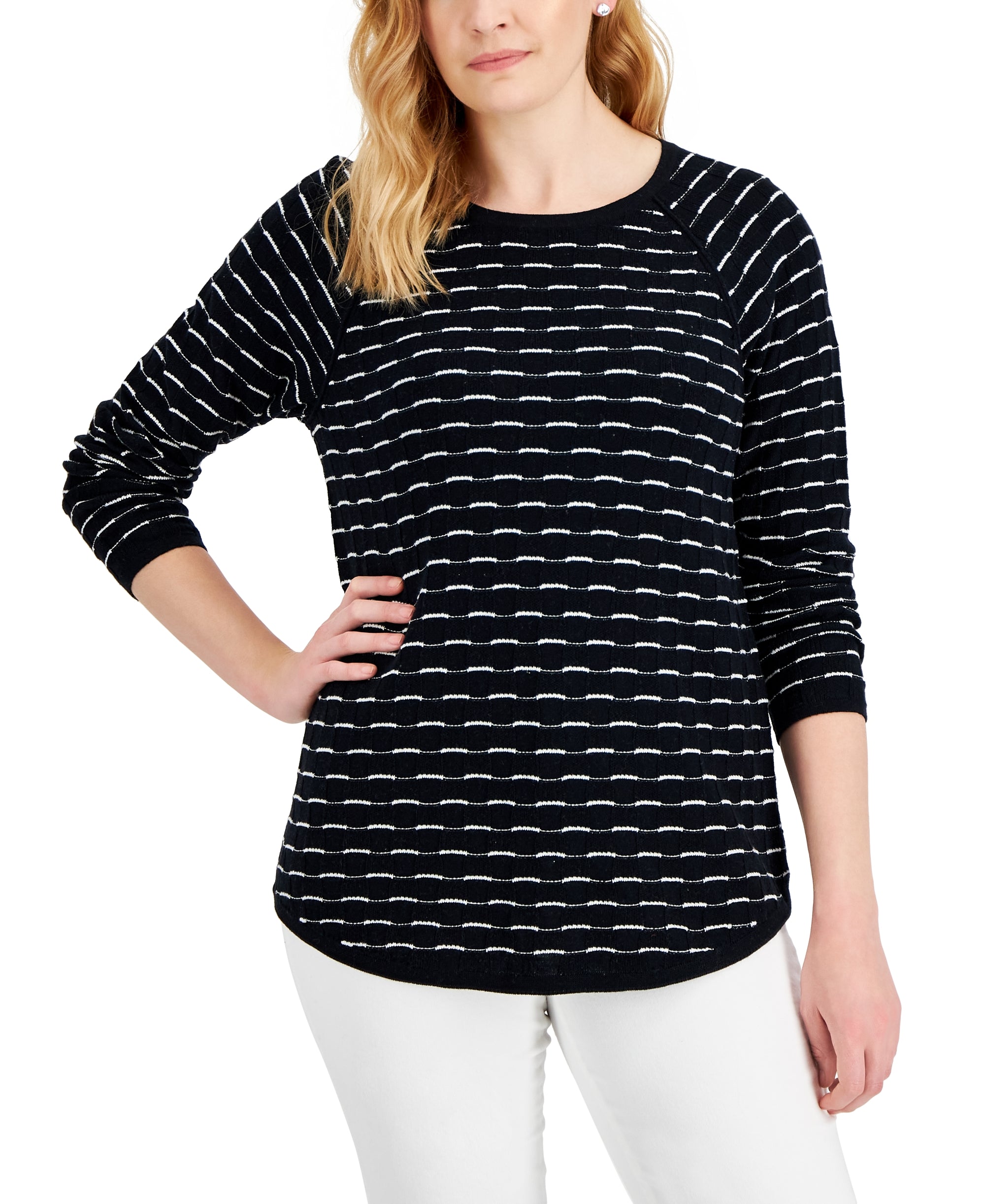 Women's Cotton Tuck-Stitch Sweater