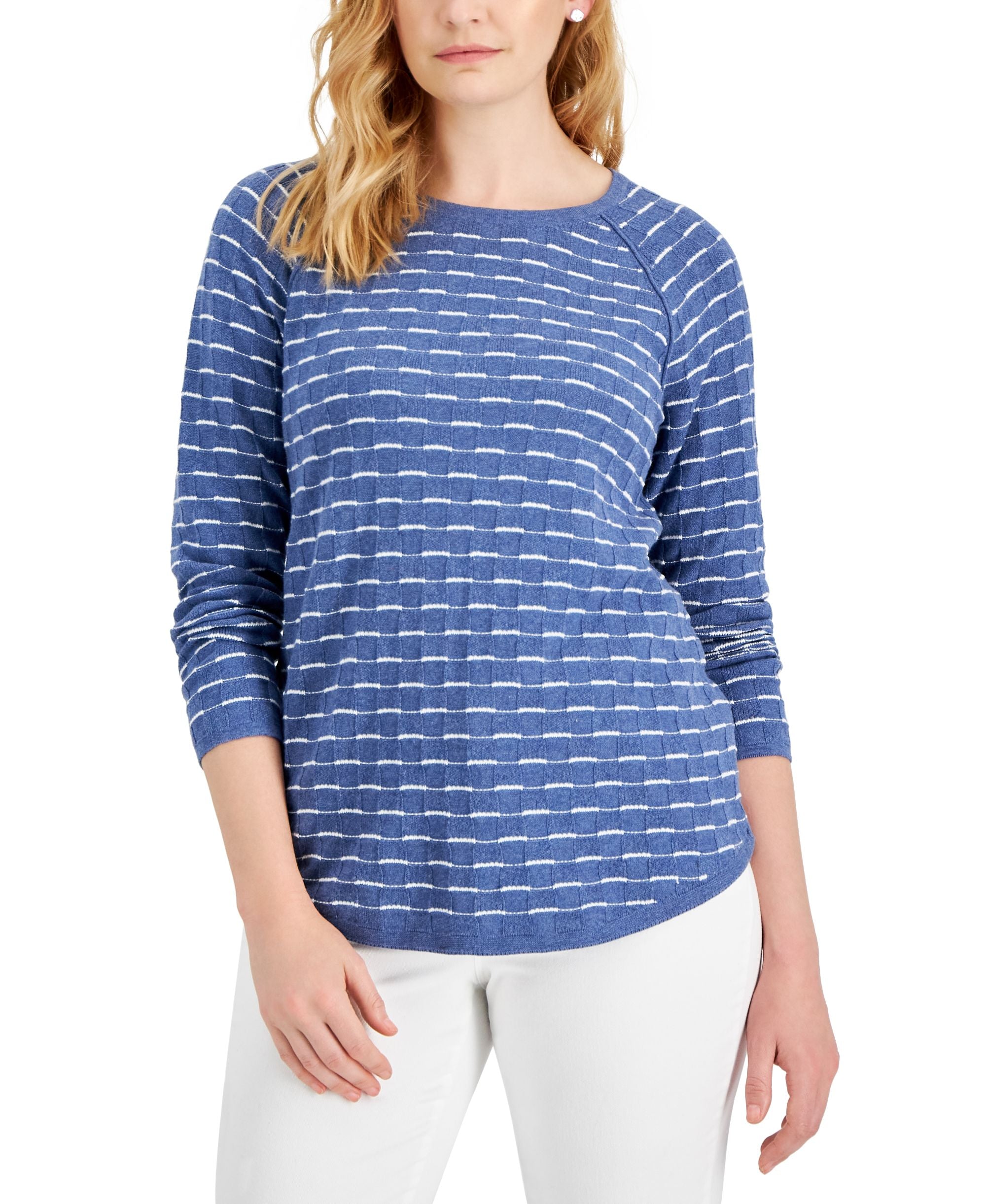 Women's Cotton Tuck-Stitch Sweater