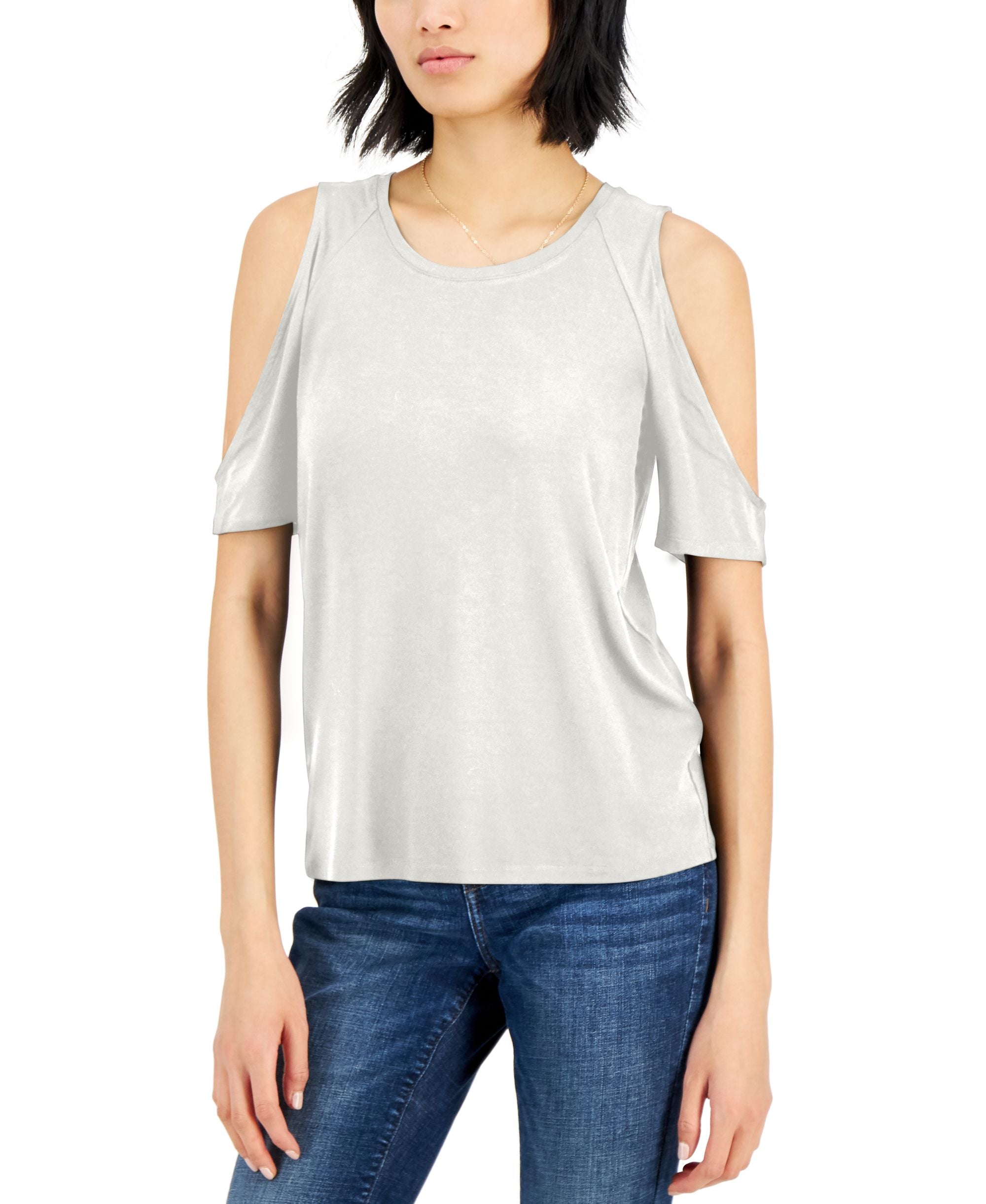 INC International Concepts Womens Cold Shoulder T-Shirt