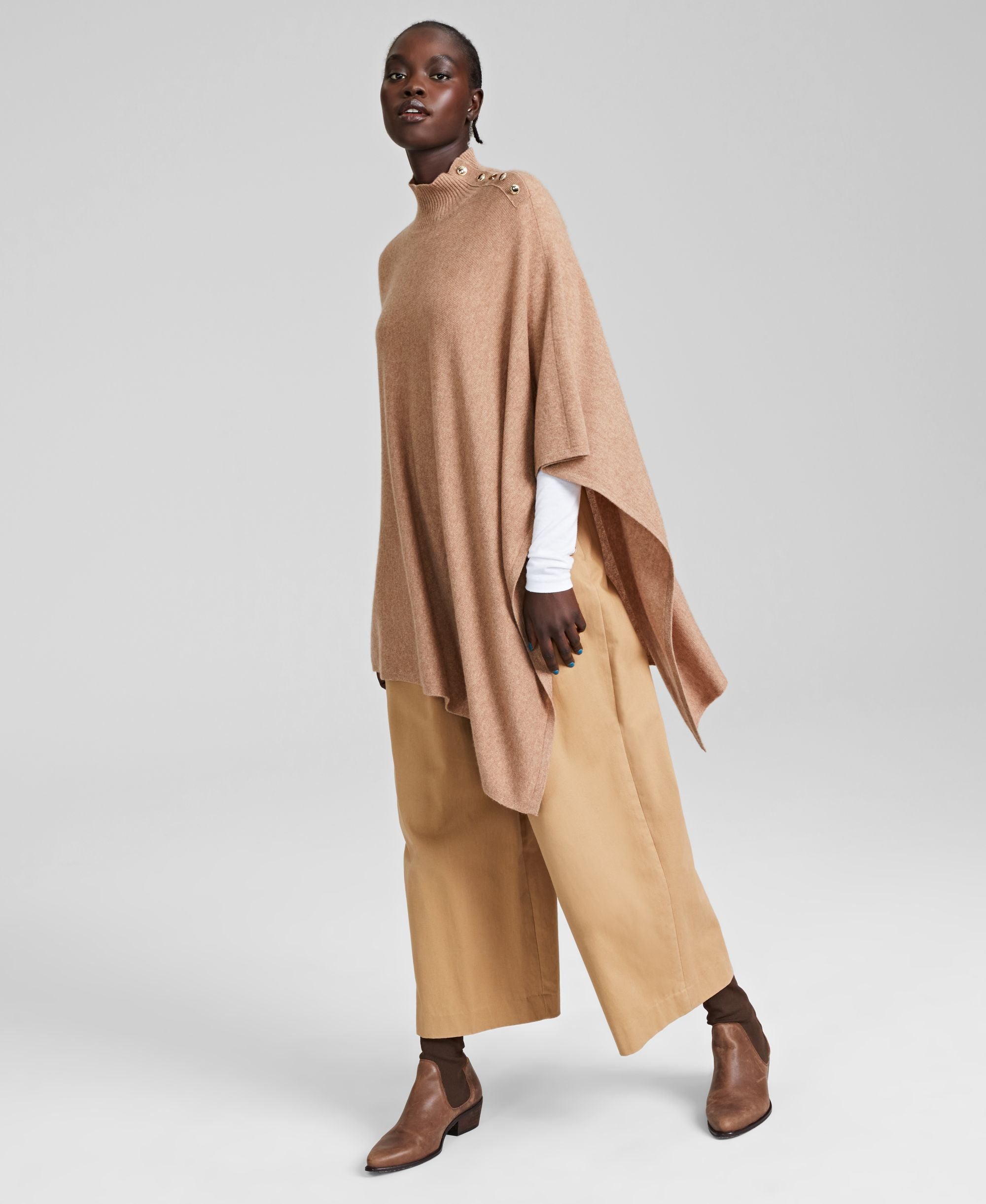 Charter Club Womens 100 Cashmere Turtleneck Poncho