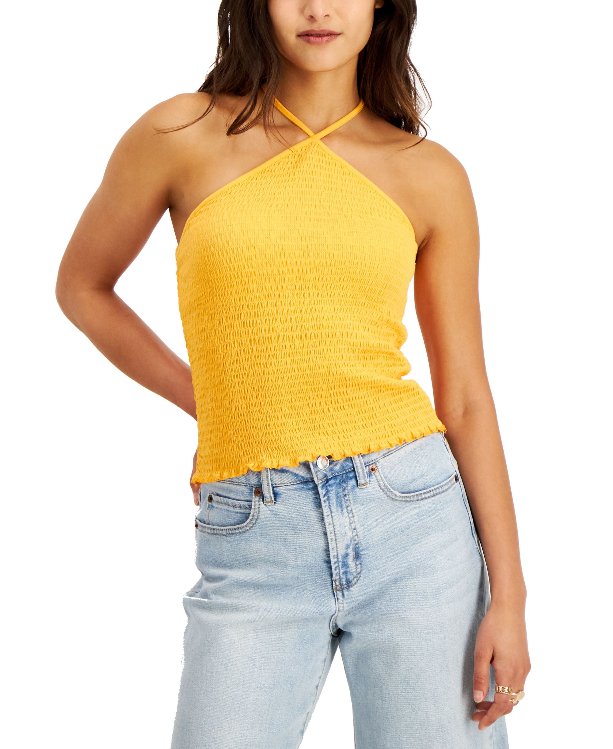Juniors' Smocked Halter Top