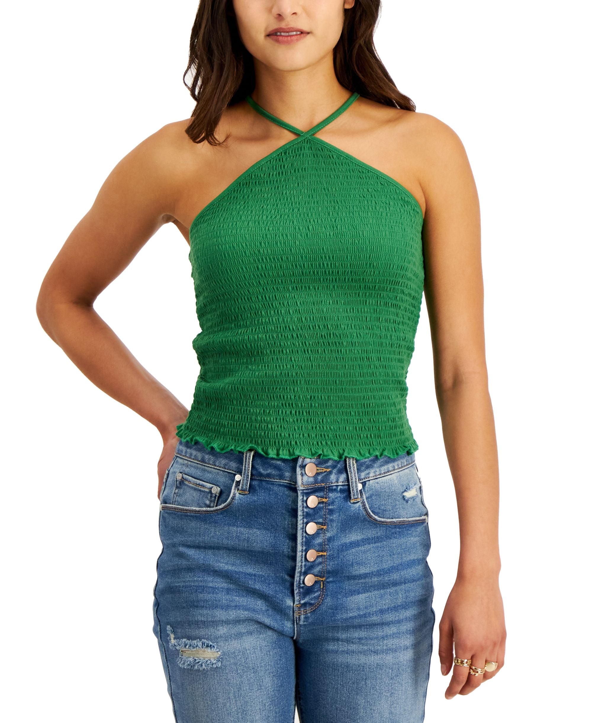 Juniors' Smocked Halter Top