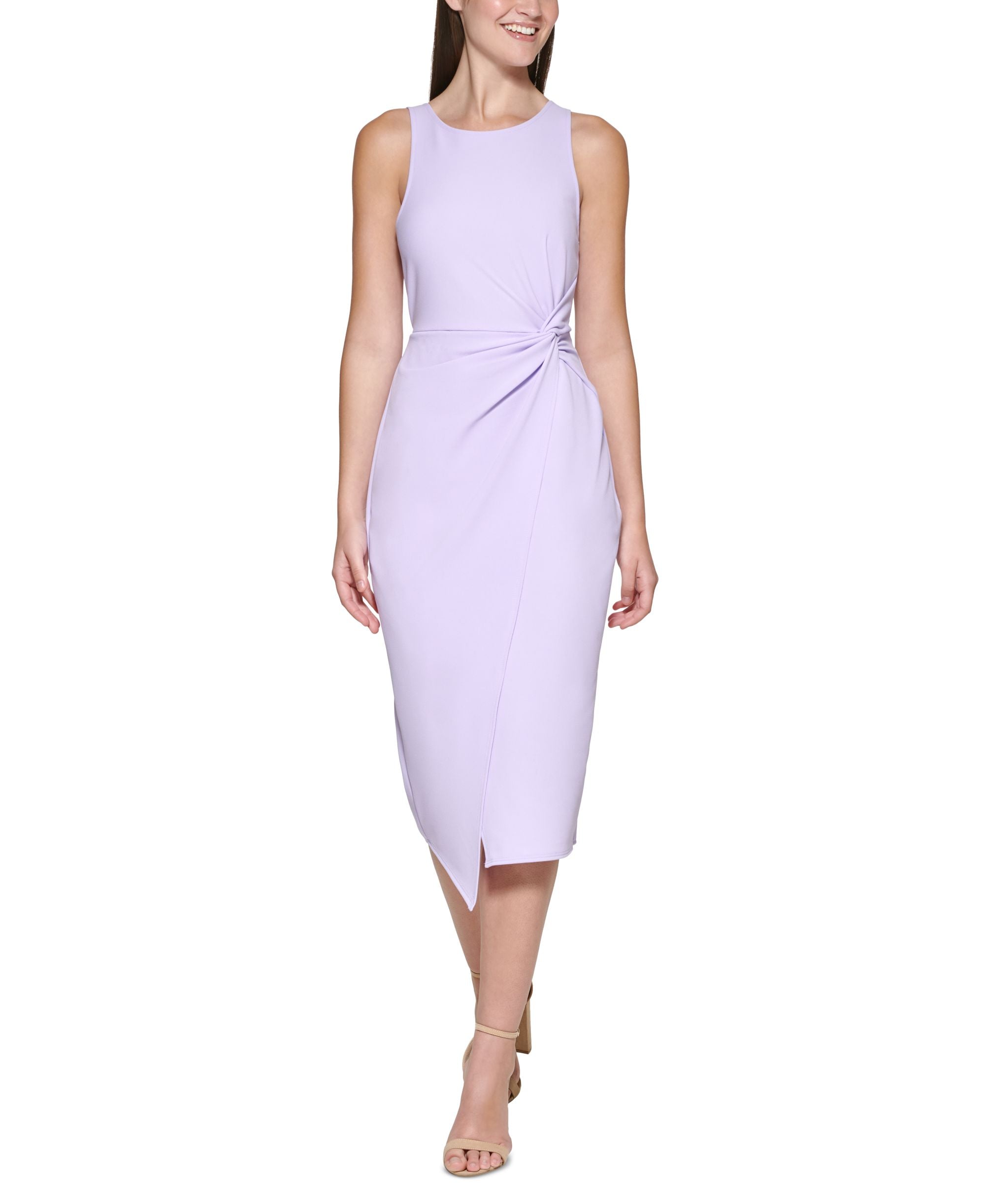 Twist-Front Scuba-Crepe Sheath Dress
