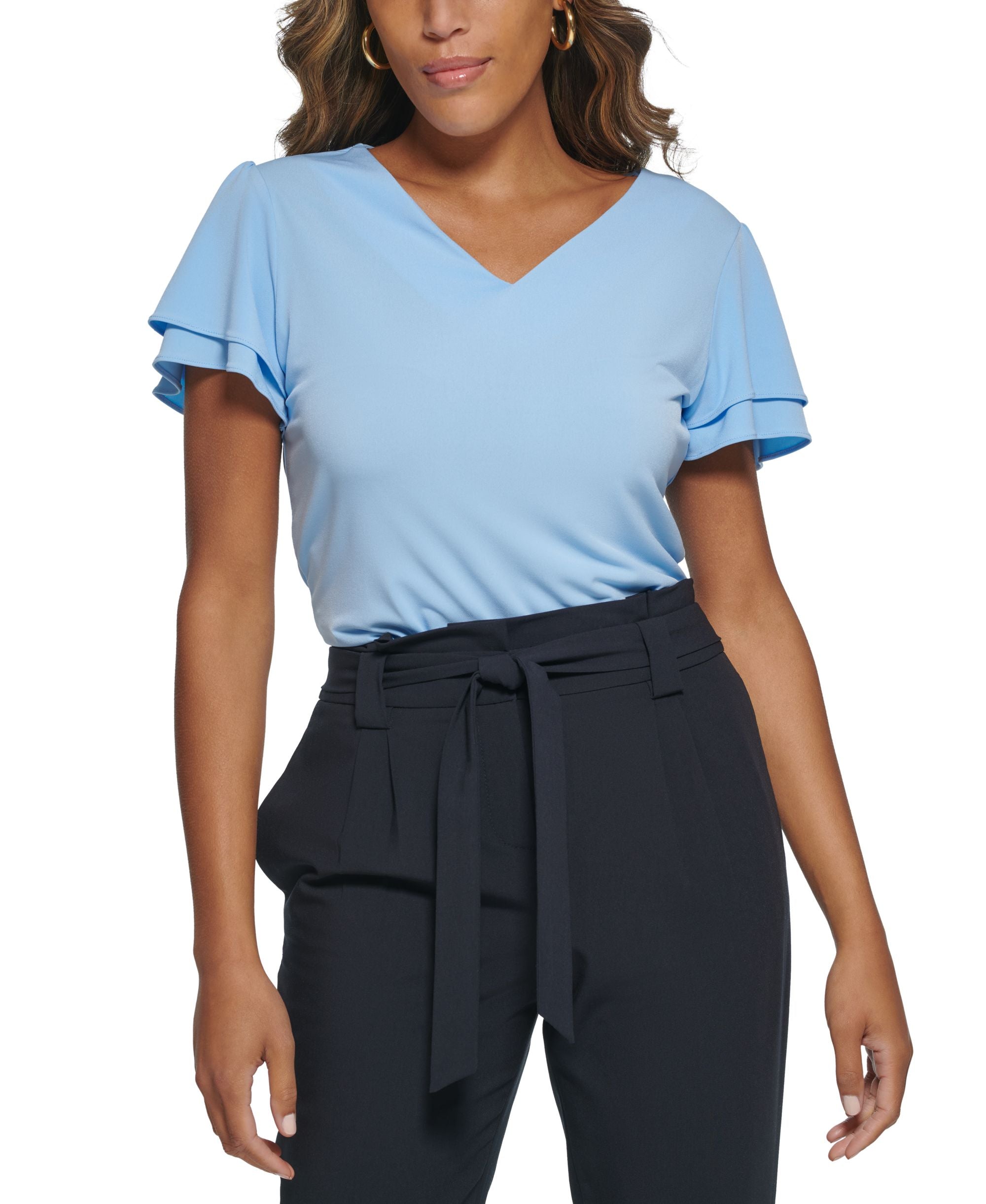 Calvin Klein Petite Ruffled Sleeve Blouse