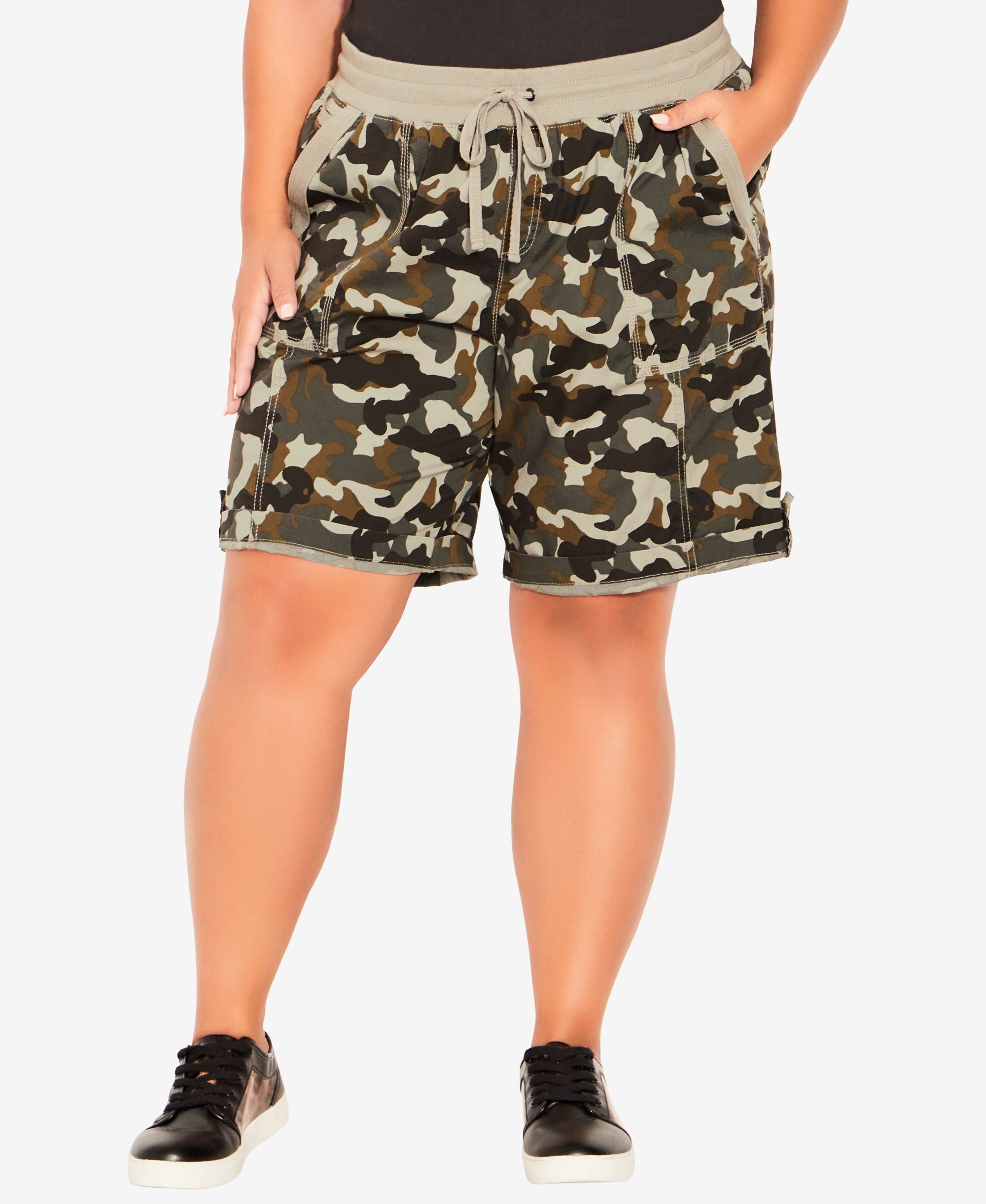Plus Size Cotton Casual Print Shorts