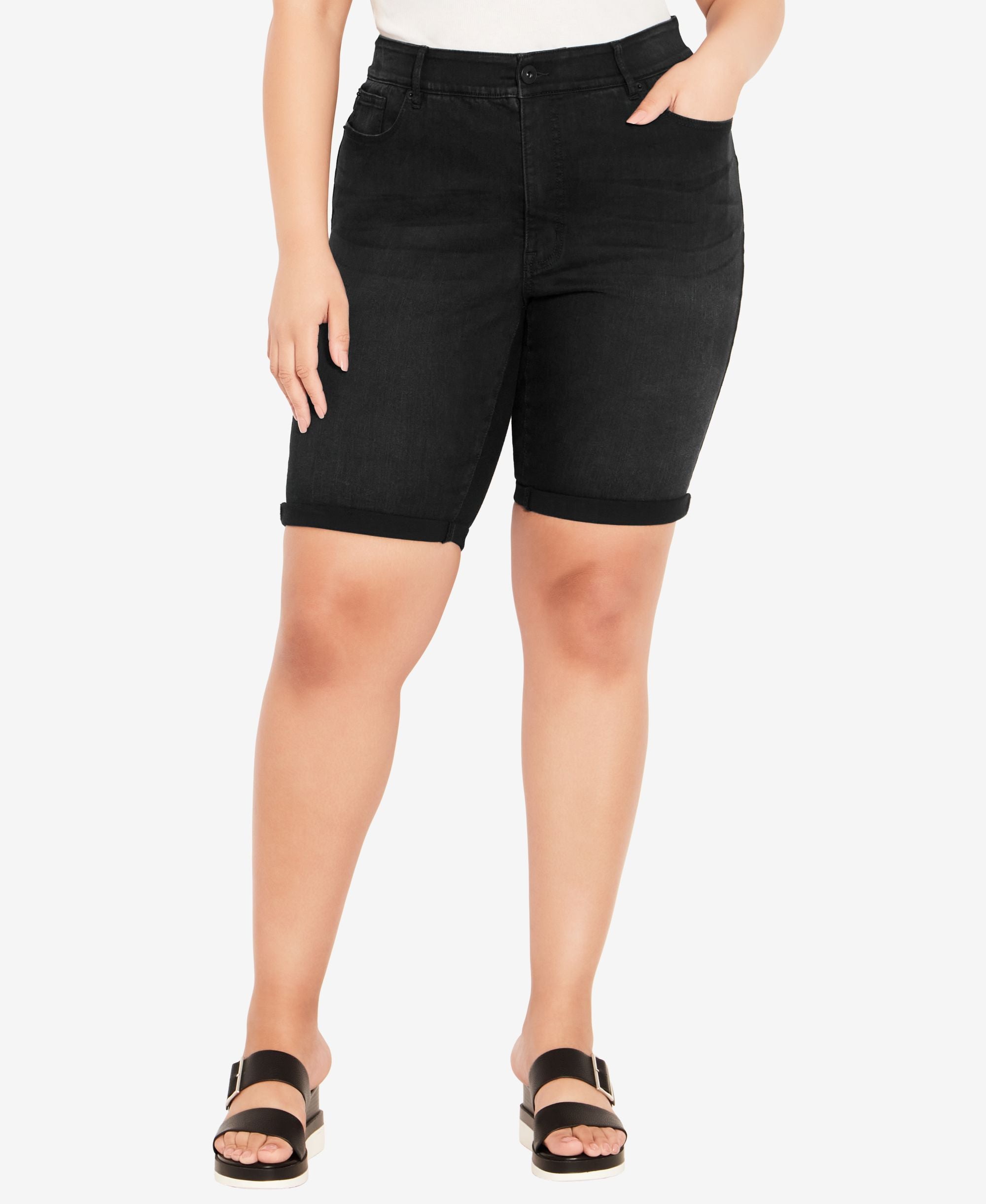 Plus Size Denim Bermuda Shorts