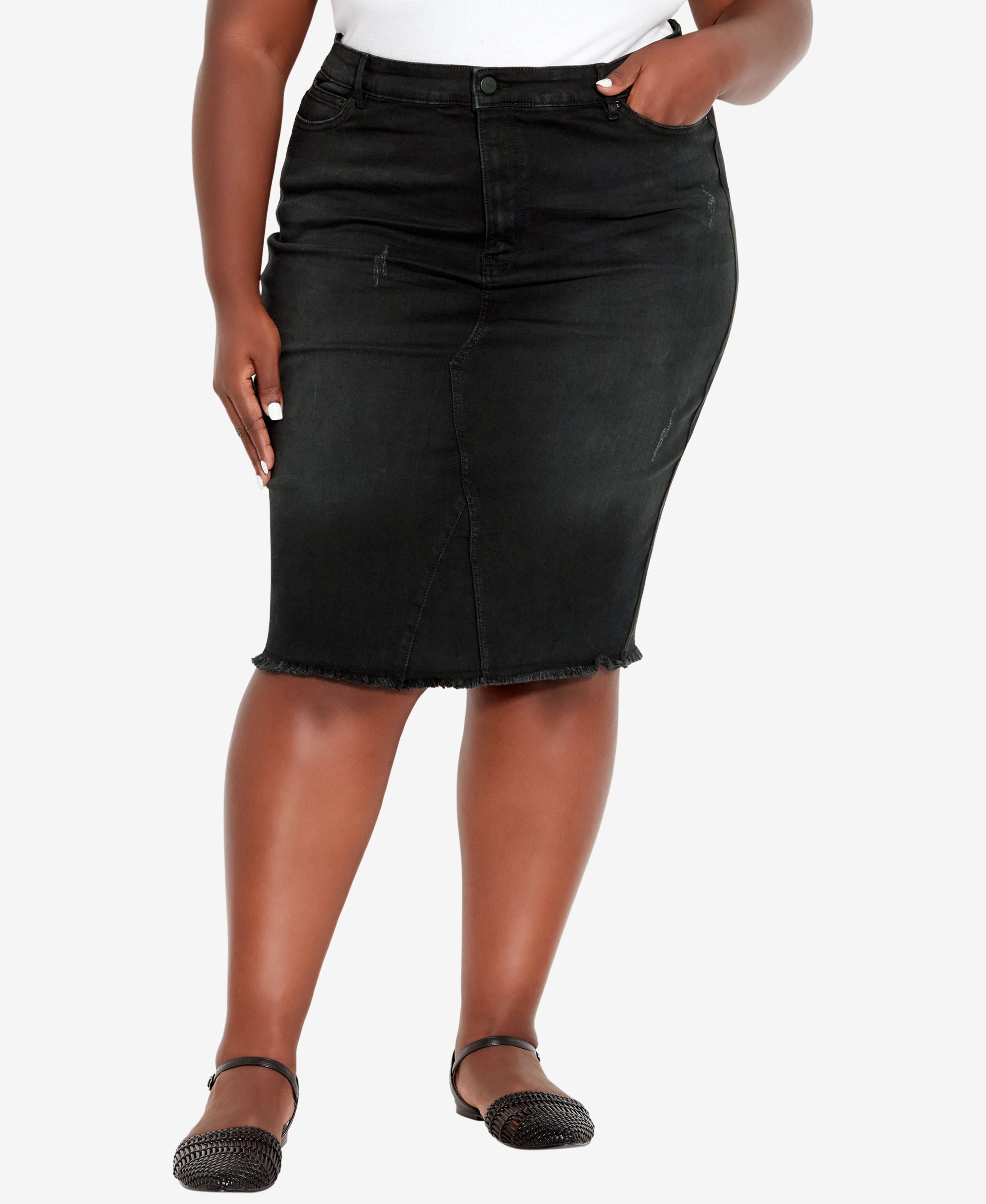 Plus Size Denim Stretch Skirt