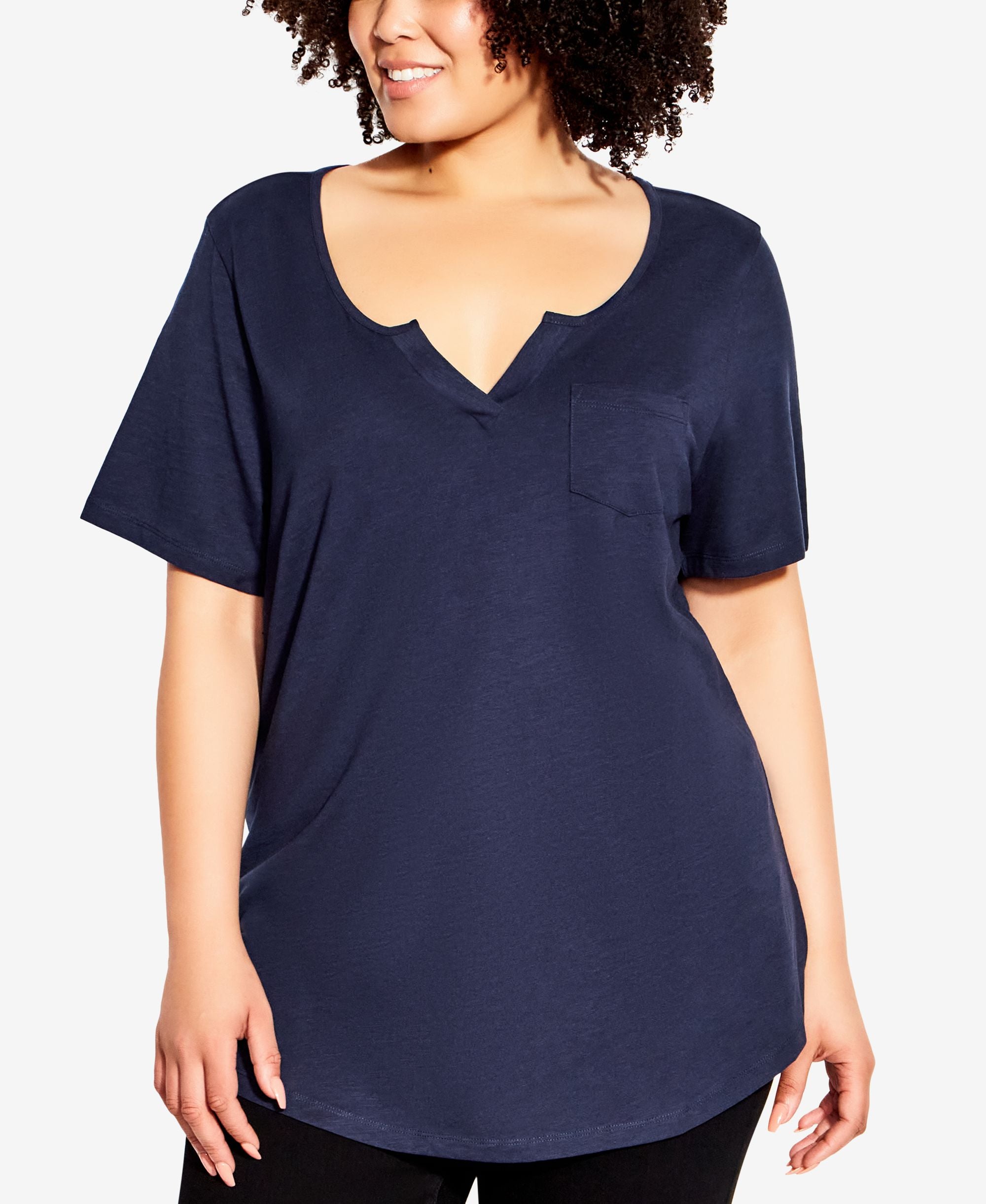 Plus Size Split Neck Top