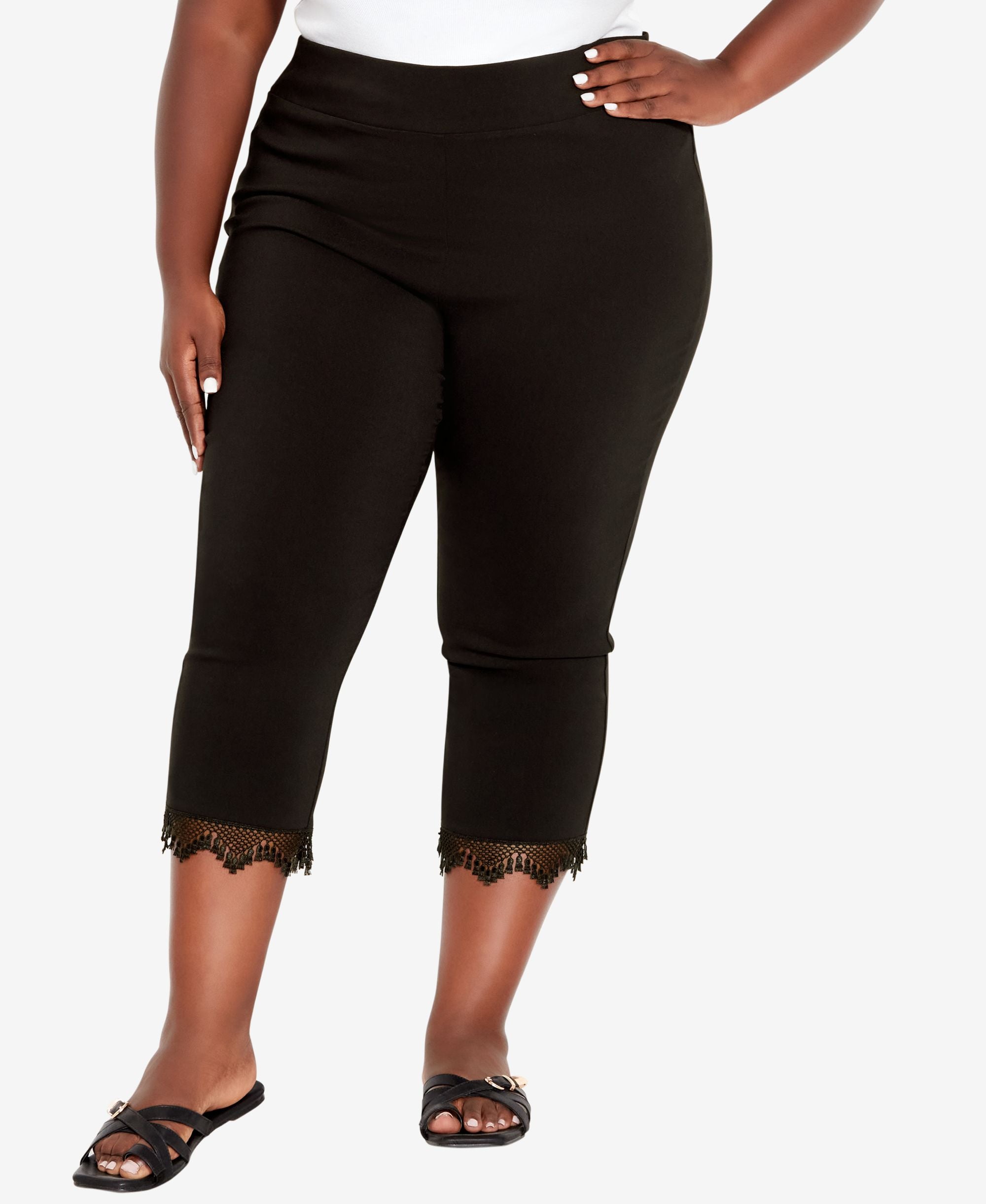 Plus Size Super Stretch Lace Capri Pants