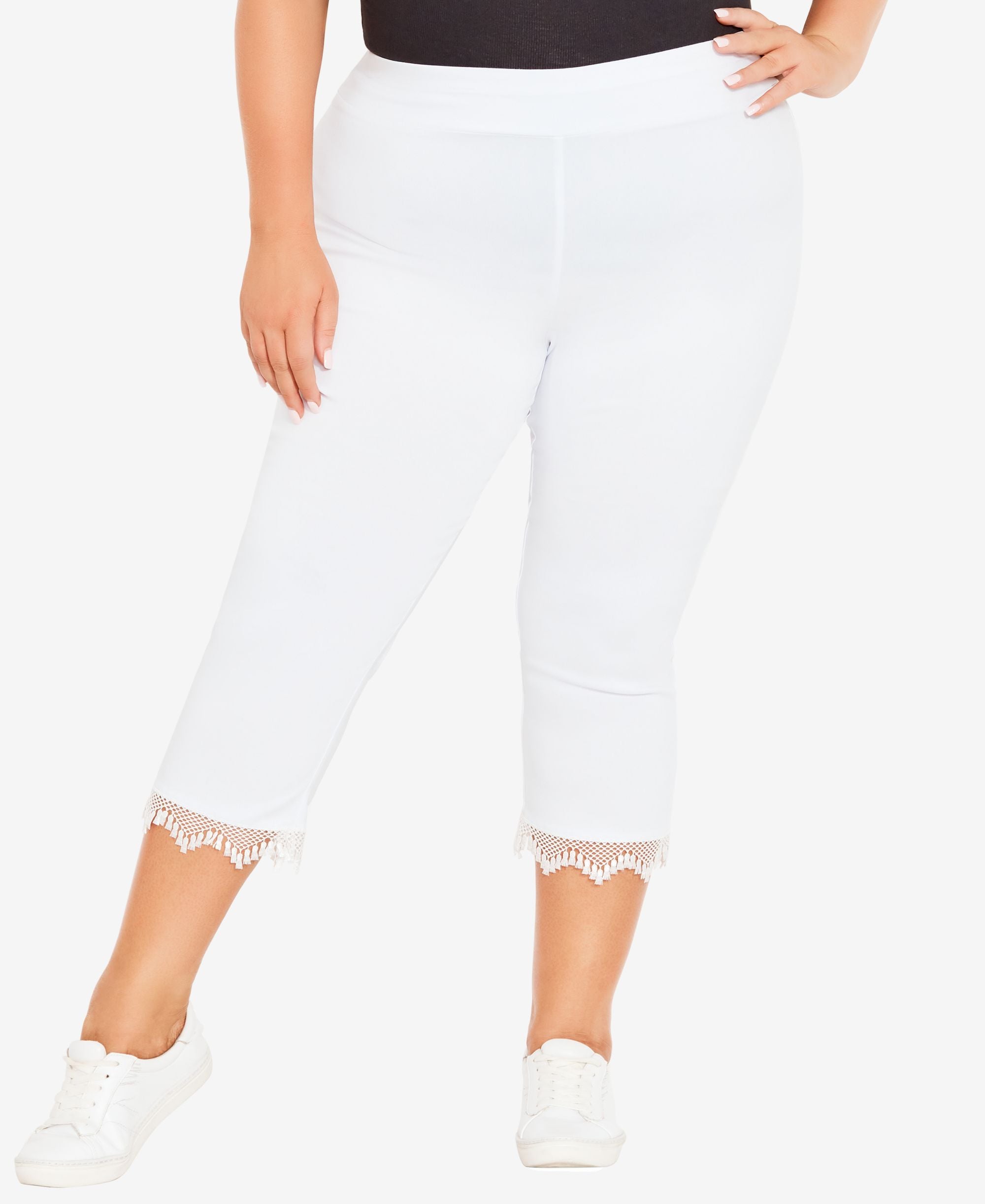 Plus Size Super Stretch Lace Capri Pants