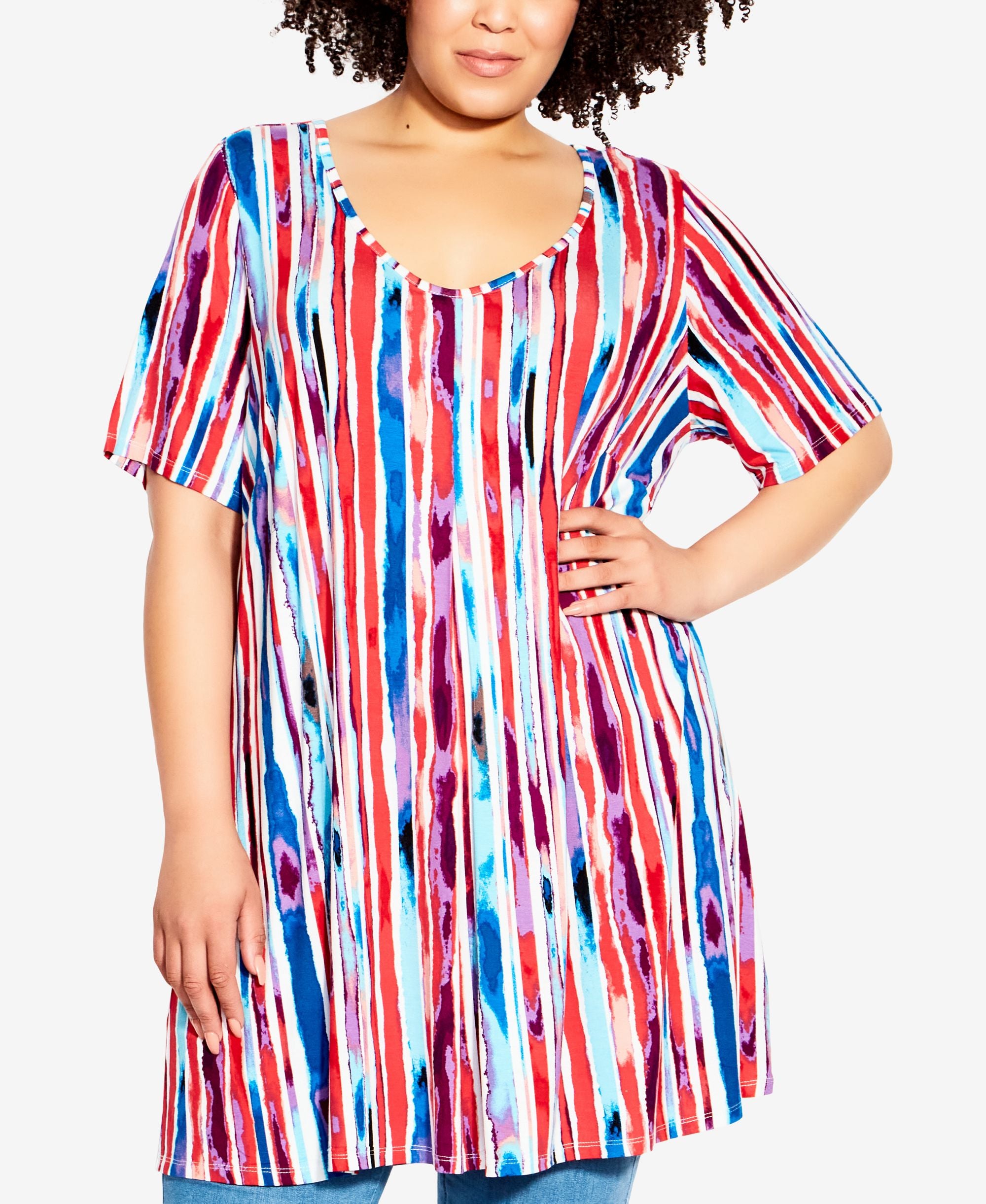Plus Size Liv Pleat Print Tunic Top