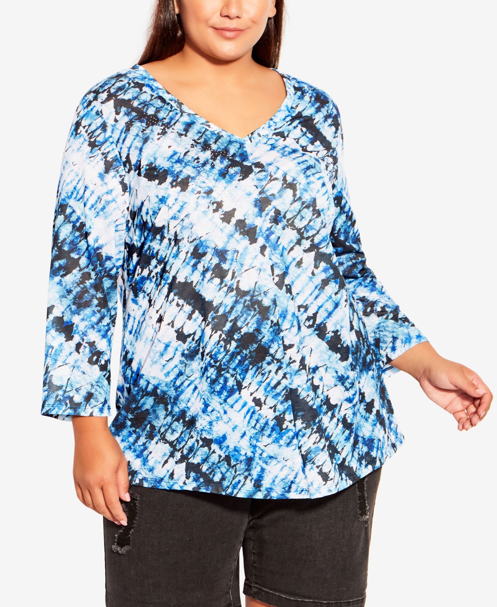 Plus Size Tie Dye Print Top